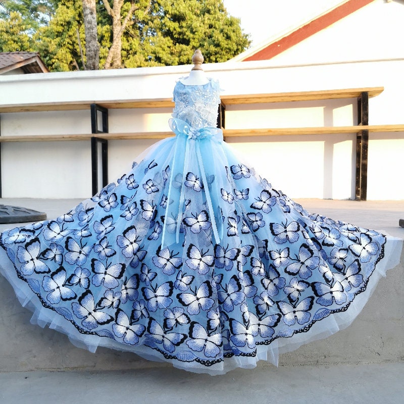 Blue Butterfly Tales Cat Dog Wedding Dress | Bridesmaid Dress | Fancy dog Princess dress | Luxury Dog Princess Wedding Costume