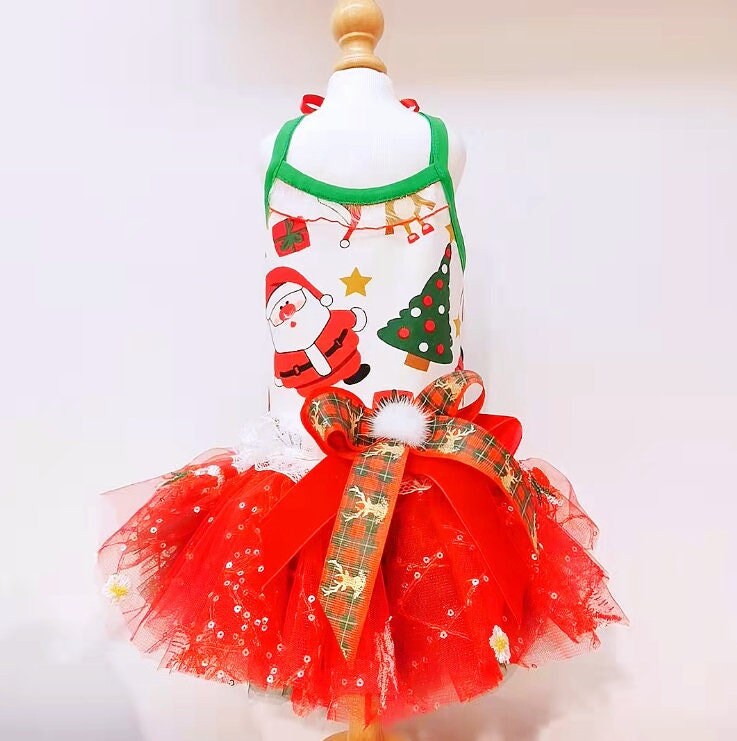 DISCOUNT christmas cat dog jumper skirt | Christmas pet costume clothes