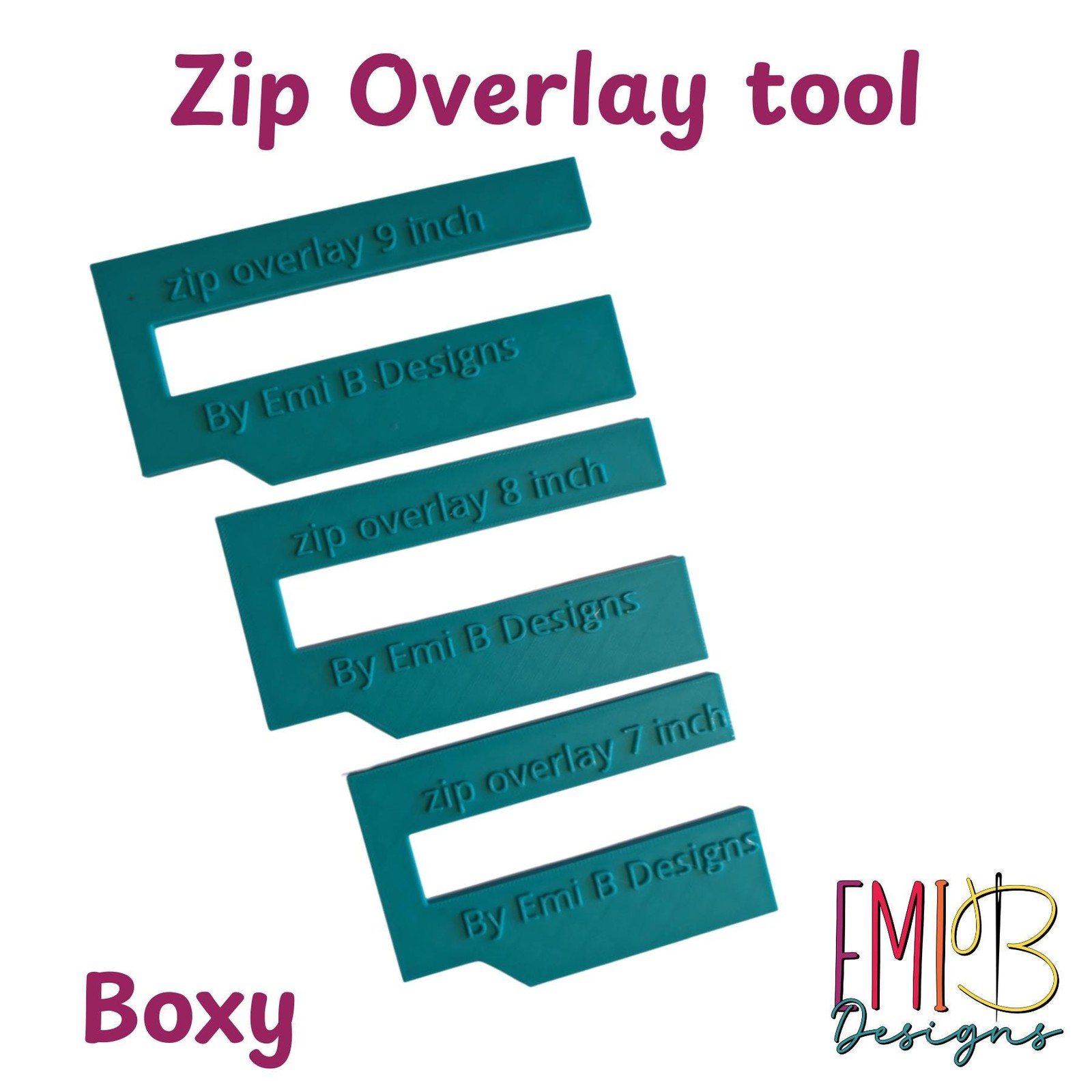 Boxy Zip overlay Tool Bag Making Tool Pack of 3 zip overlay templates. Boxy zip