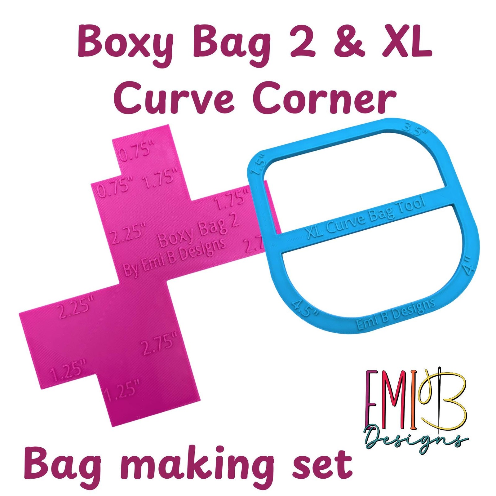Beginners Bag Making Boxy Bag Tool 2 and XL Curve corner tool set Bag Making