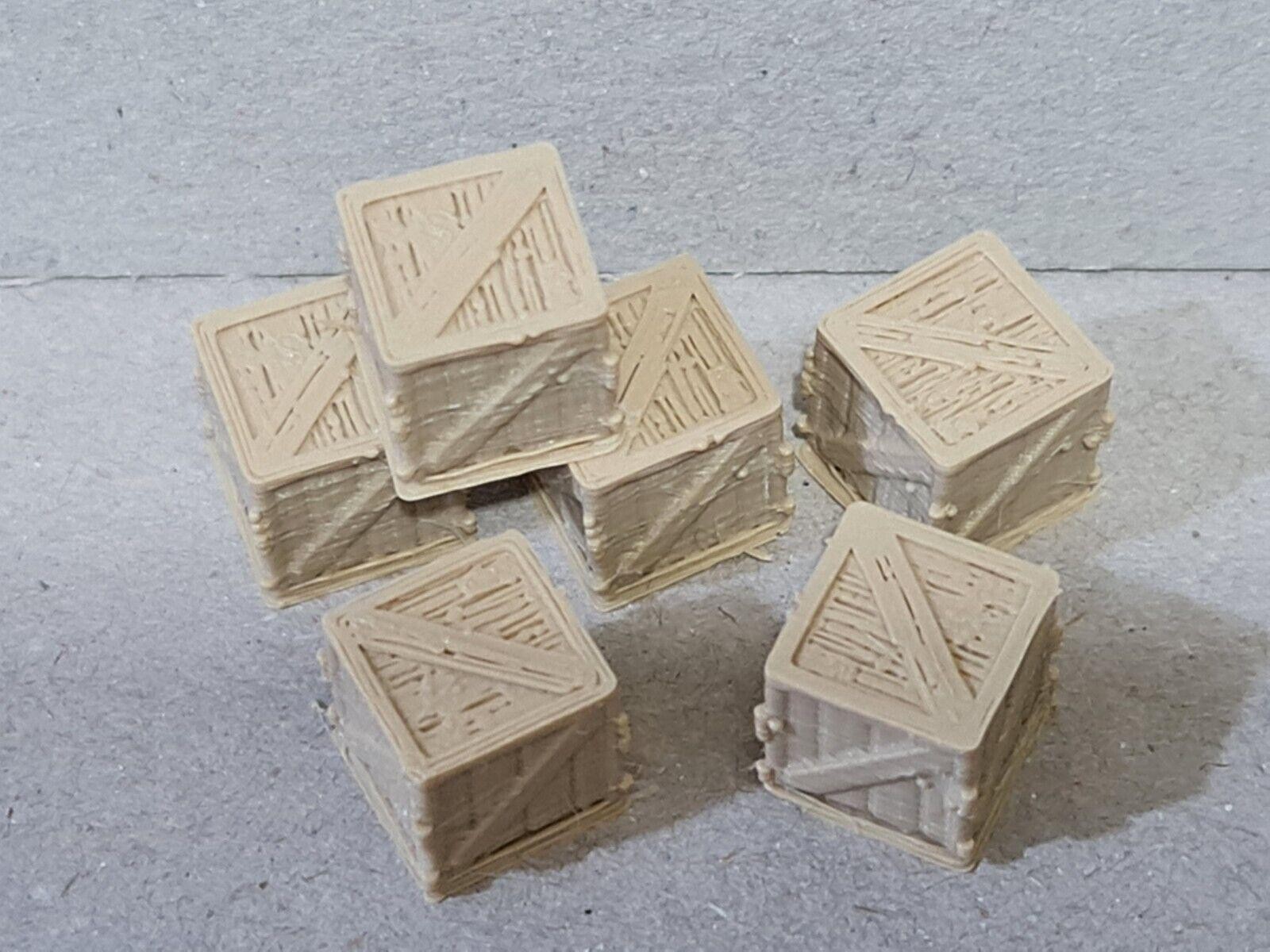 New OO HO Gauge 6 Pack 3ft Wooden Crates Model Train Railway Station Freight