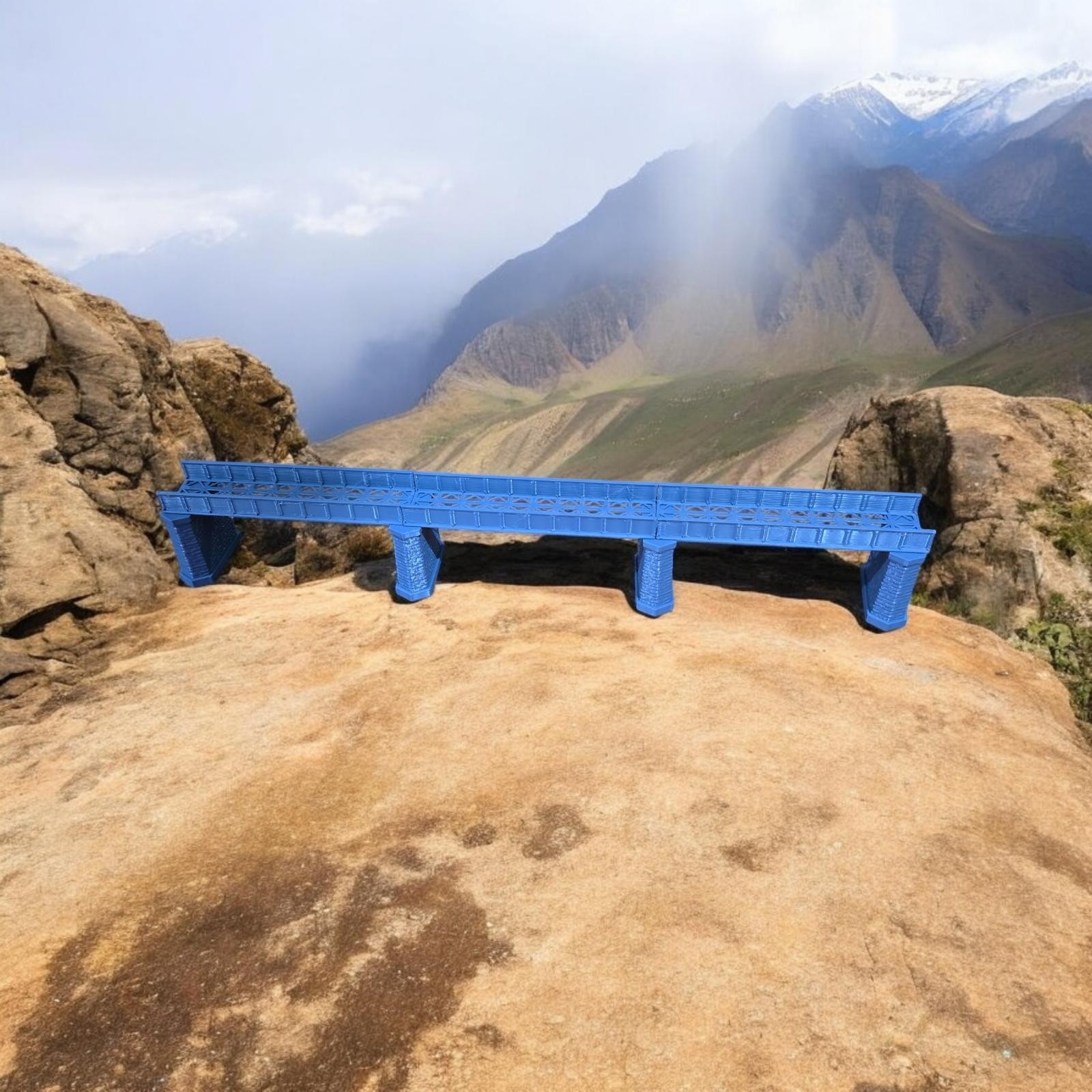 T Gauge Single Track Iron Girder Bridge 147mm Model Railway Layout 1:450 Scale