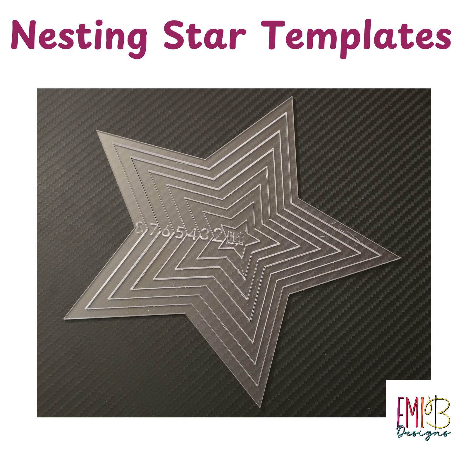 Nesting Star Acrylic Template. square