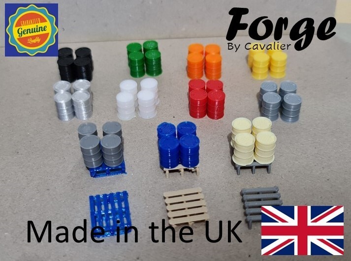 009 00-9 narrow gauge oil drum barrels 40 pack + 10 pallets 1:76 model railway