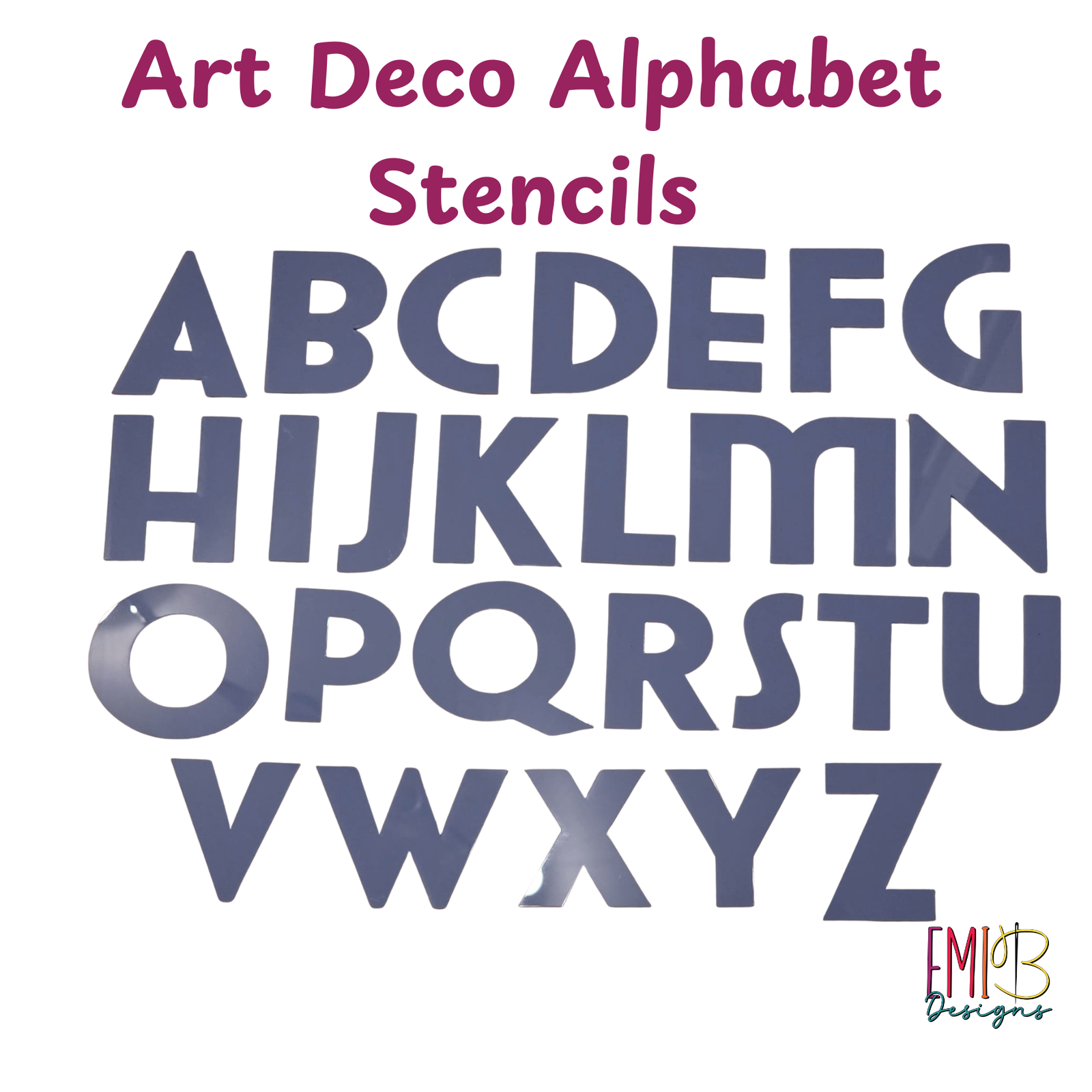 Art Deco Style A to Z Letter Templates Letter Stencils for Sewing and Crafts