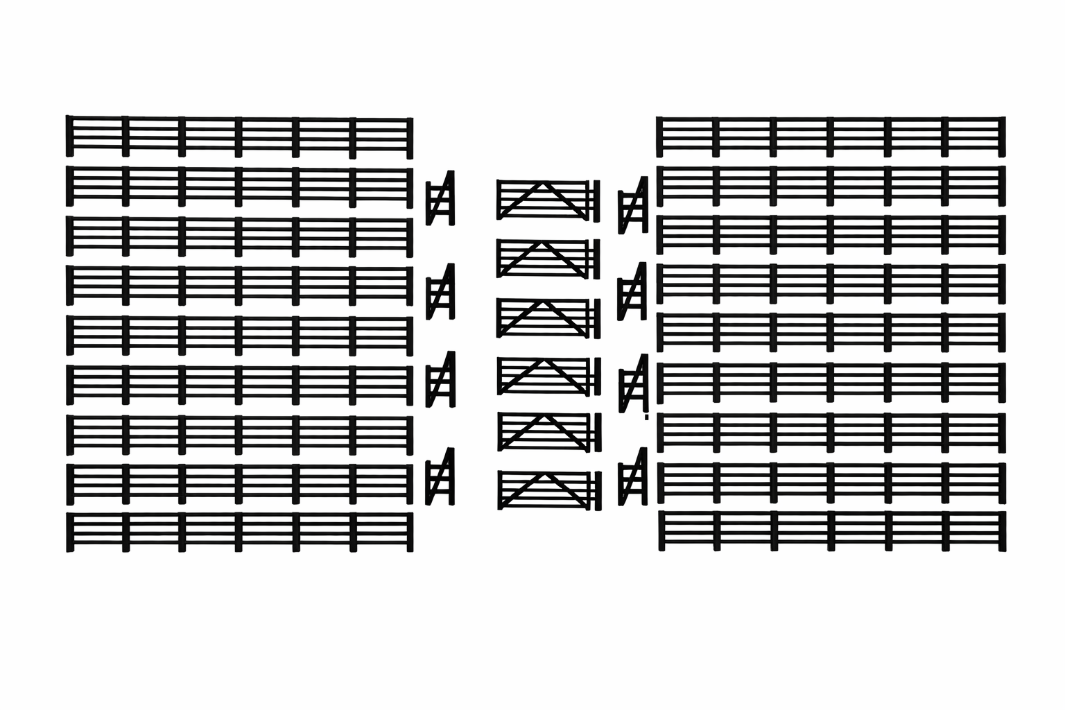 Model Fencing OO New 40 Pack Black Gauge 1:76 Scale Models Train Railway