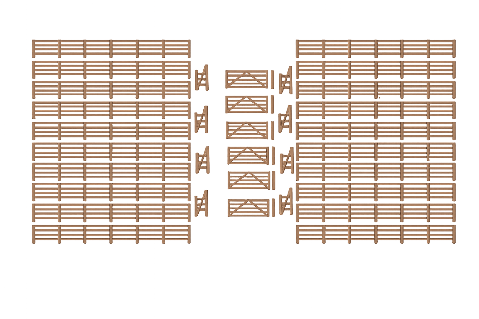 Model Fencing OO New 40 Pack Light Brown Gauge 1:76 Scale Models Train Railway
