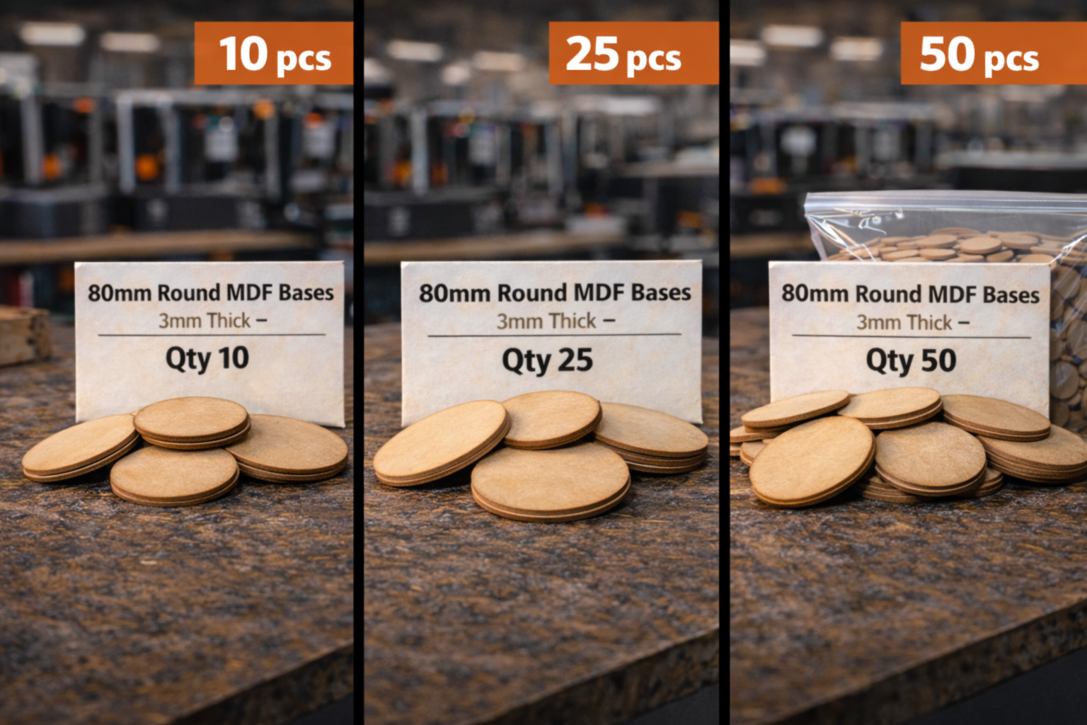 80mm Round MDF Bases 3mm Thick Wargaming Miniatures Tabletop Games UK