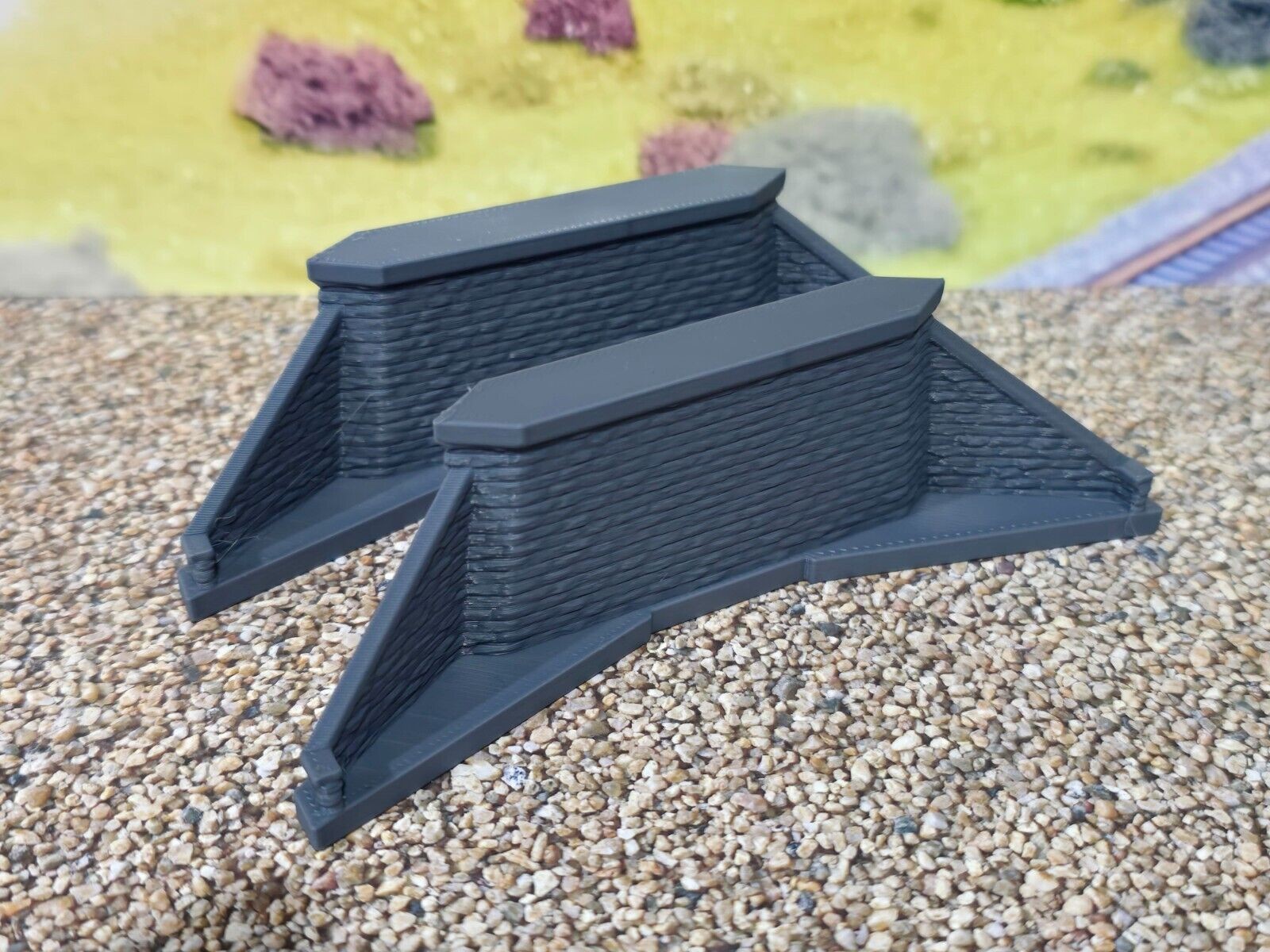 Double Track Iron Girder Bridge Std End Piers Z Gauge Model Railway 1:220 Scale