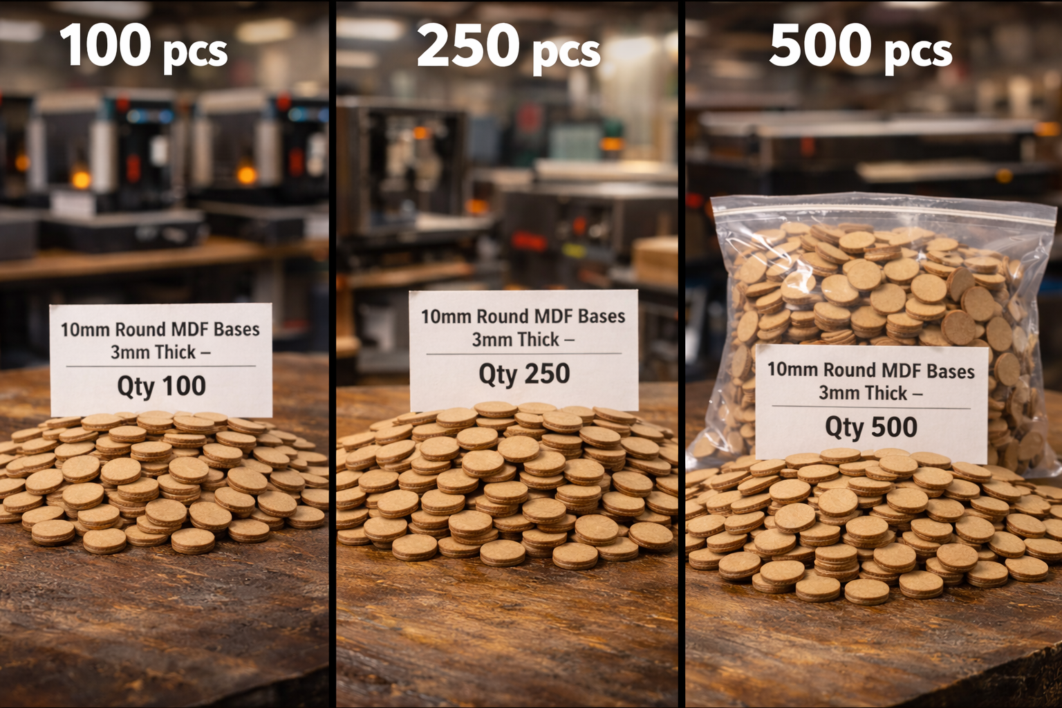 10mm Round Premium MDF Bases 3mm Thick Miniatures Tabletop Games UK
