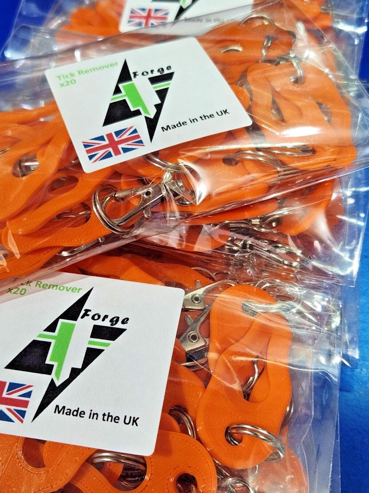 Pack of 20 x Tick Removal Tools Orange PLA Plastic dog cat horse human