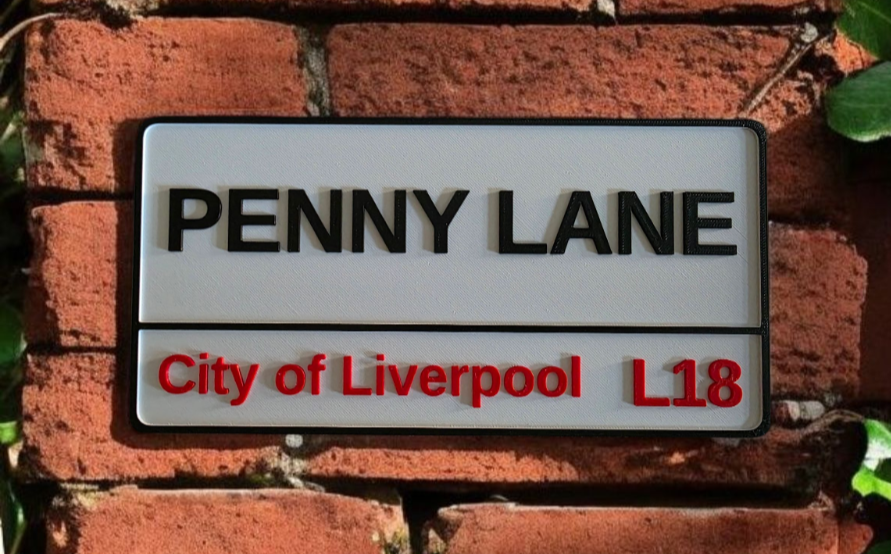 Penny Lane Street Sign  Beatles Inspired Retro Wall Plaque 3D Printed Decor Gift