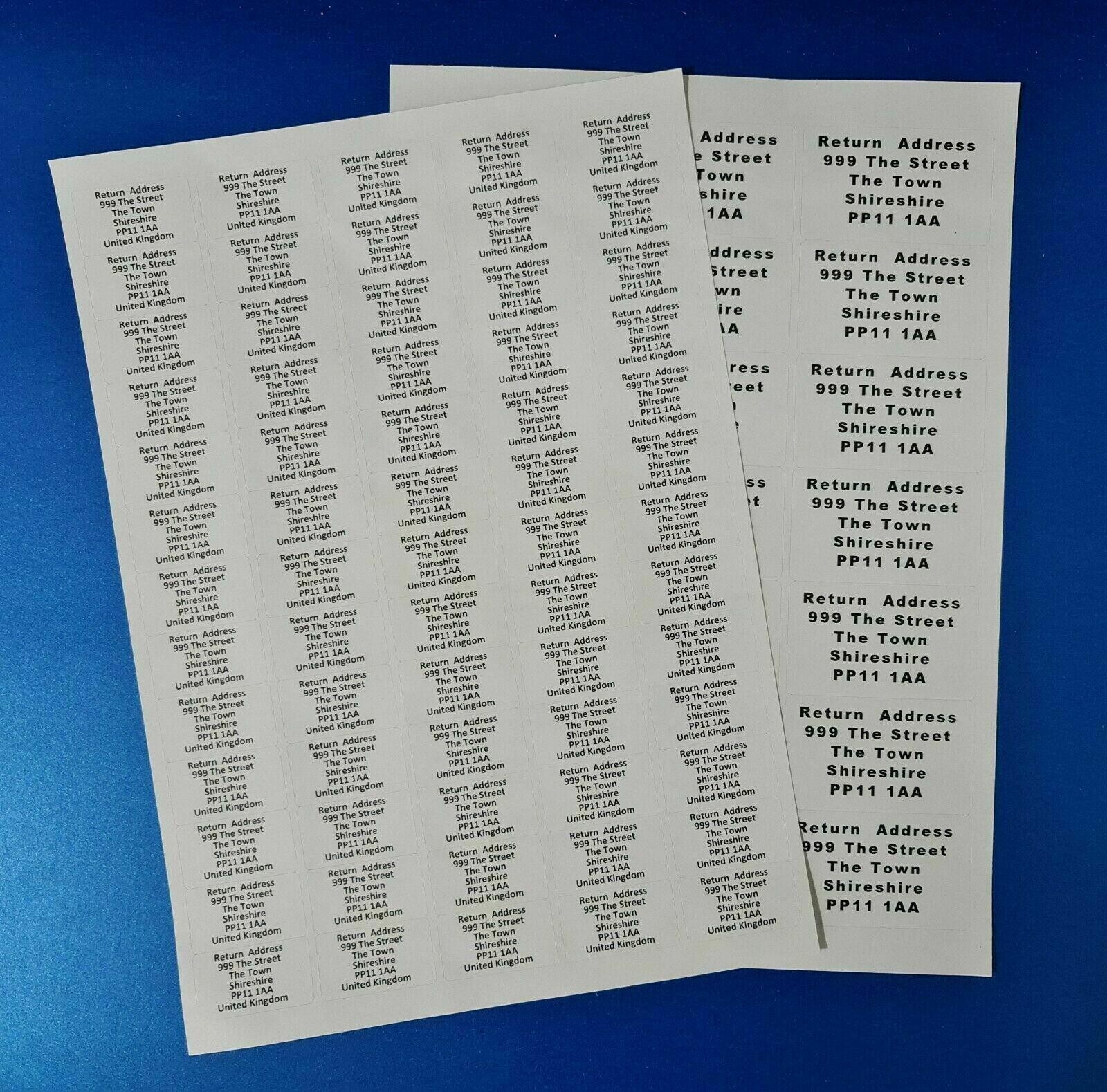 210 Large White Custom Personalised Self Adhesive Return Address Labels