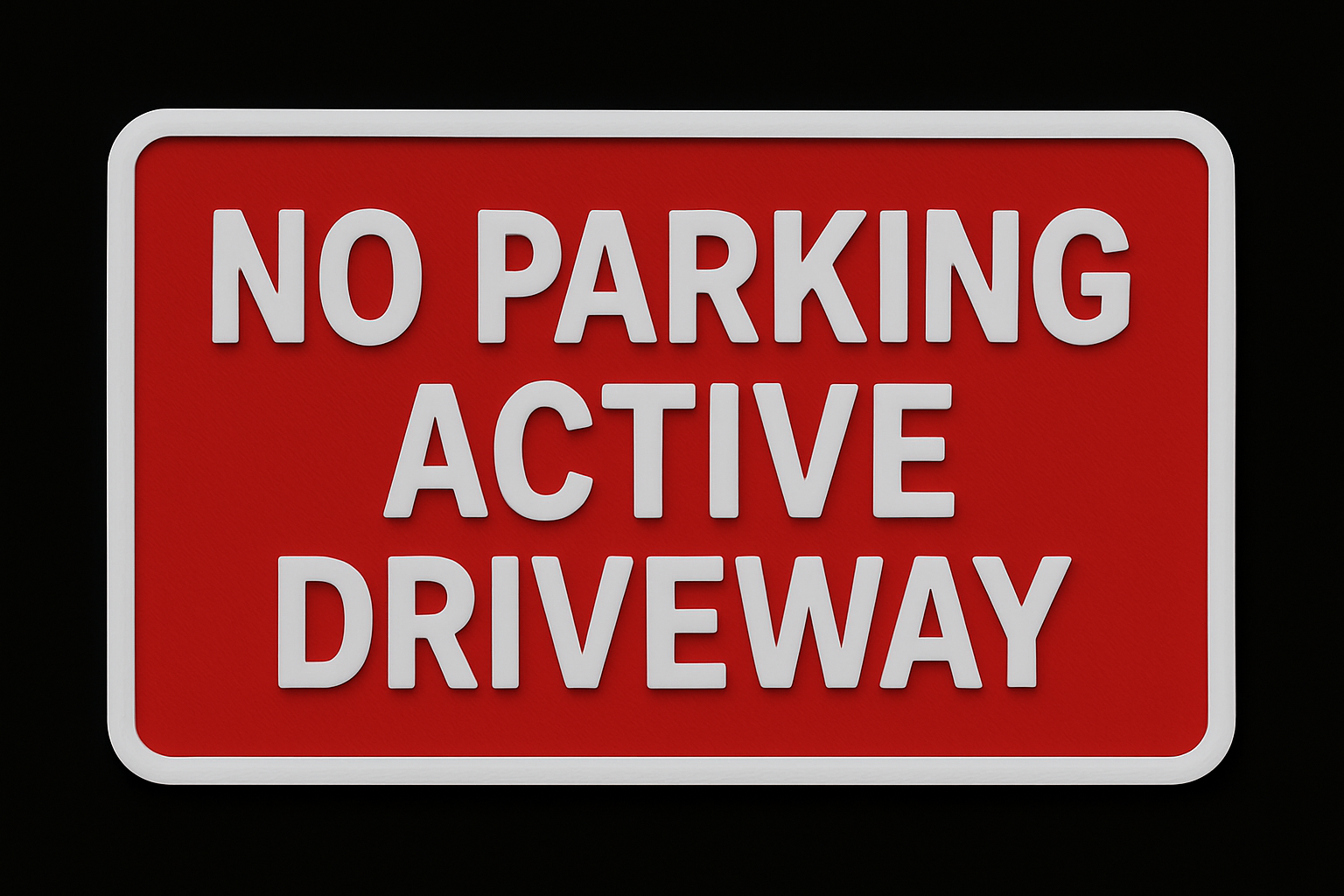 No Parking Sign Outdoor 3D PETG Waterproof adh Plaque Active Driveway 175x110mm