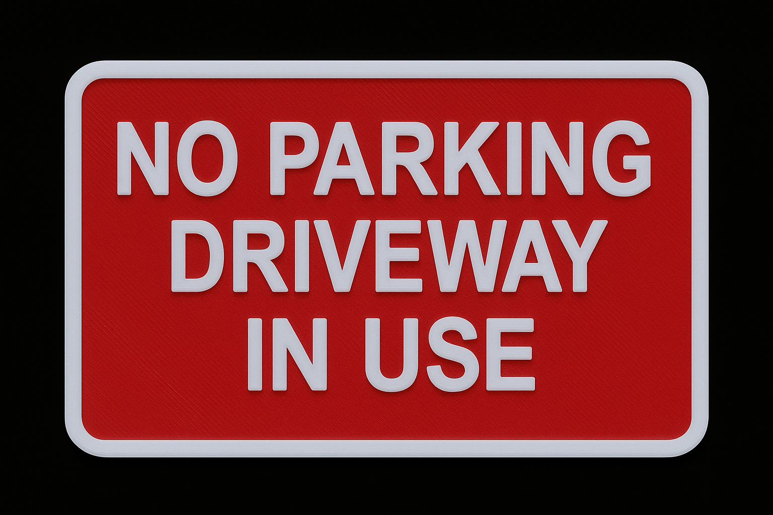 No Parking Driveway in Use 3D Sign Outdoor PETG Waterproof adh. Plaque 175x110mm