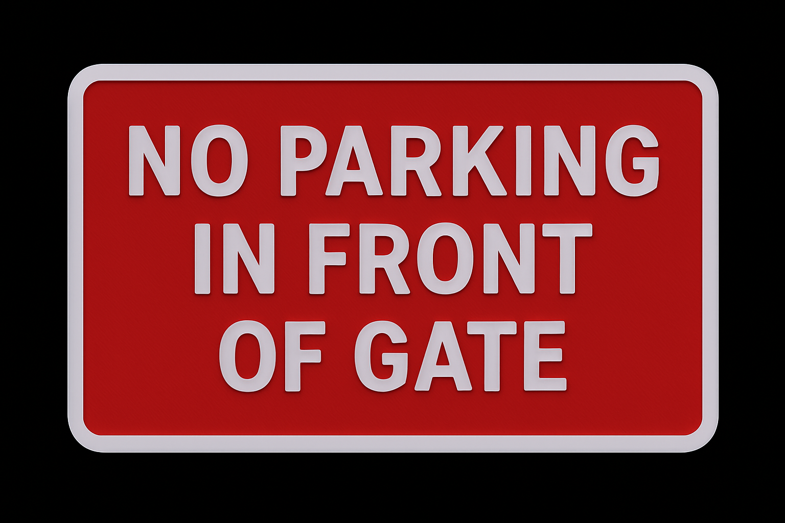 No Parking In Front of Gate 3D Sign Outdoor PETG Waterproof ad. Plaque 175x110mm