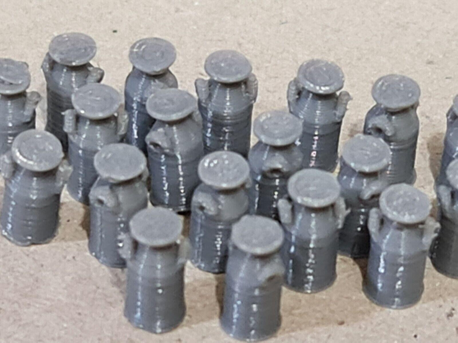 New Grey Milk Churns OO HO Gauge 1:76 Scale Models Train Railway (25 Pack)