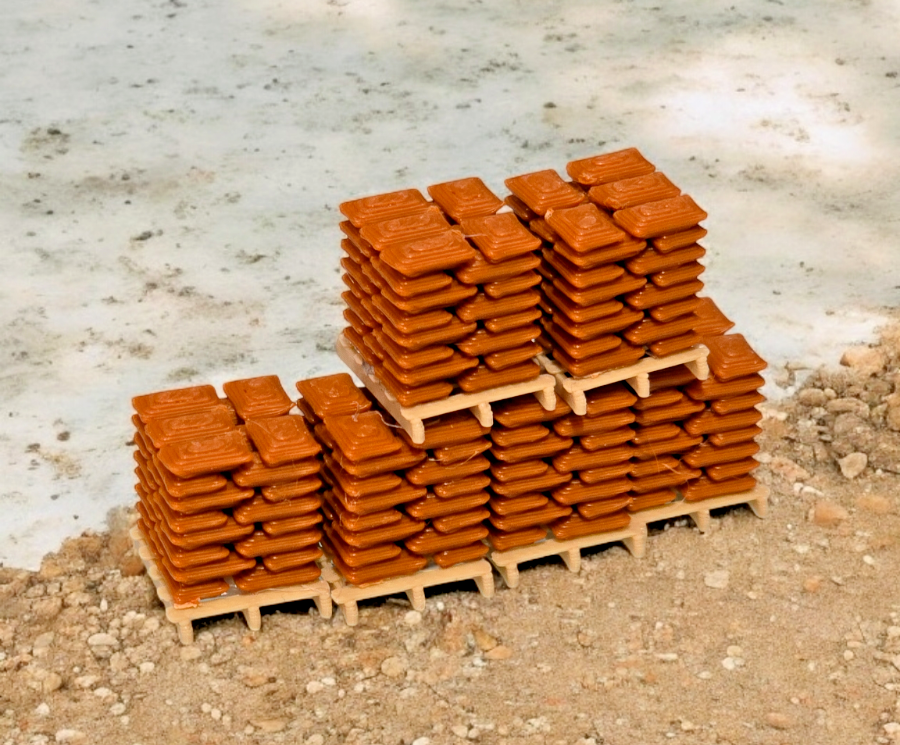 Pallets of Brown Sacks Beige pallet Z Gauge 1:220 Scale Models Railway (6 Pack)