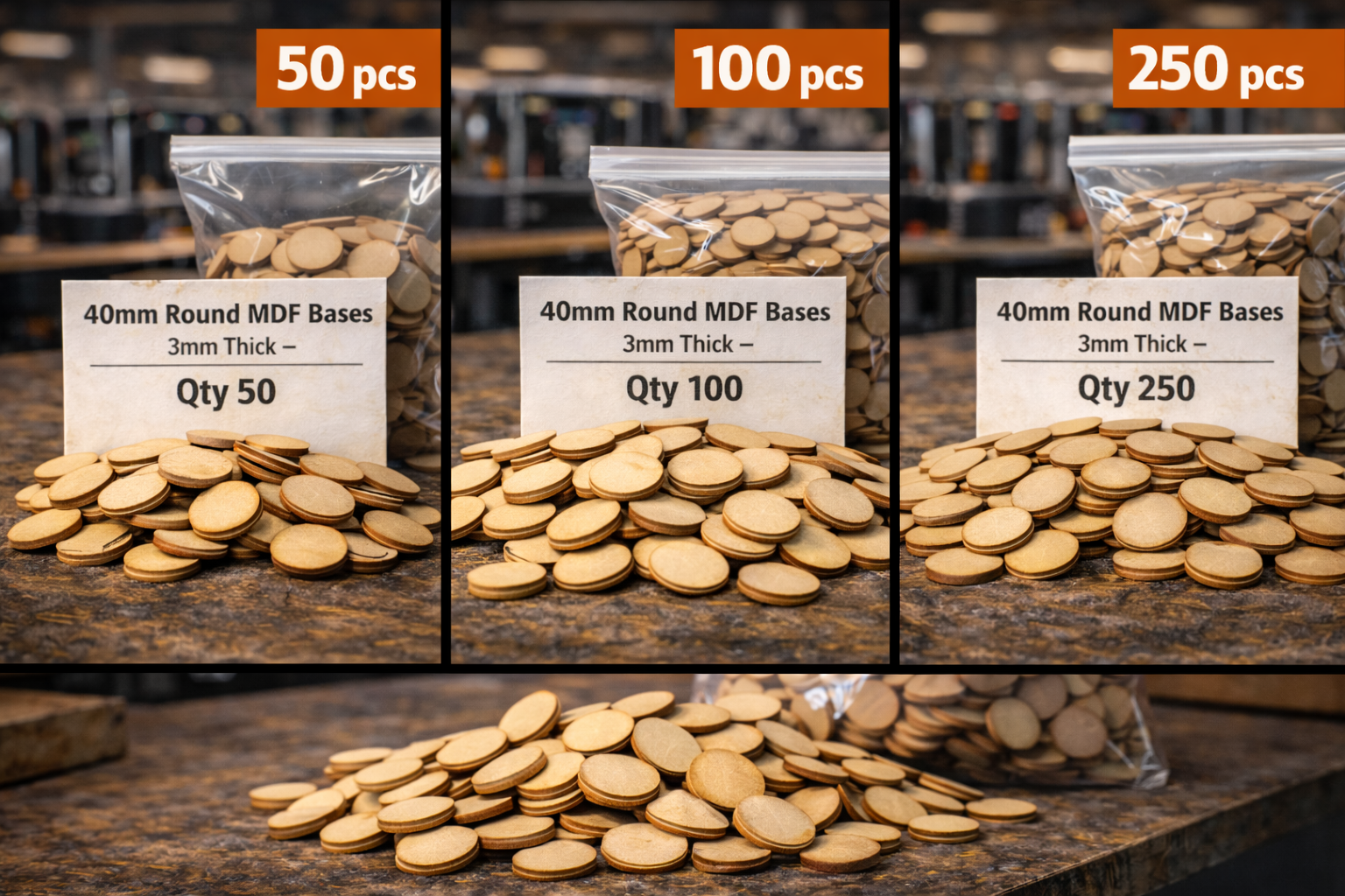 40mm Round MDF Bases 3mm Thick Wargaming Miniatures Tabletop Games UK
