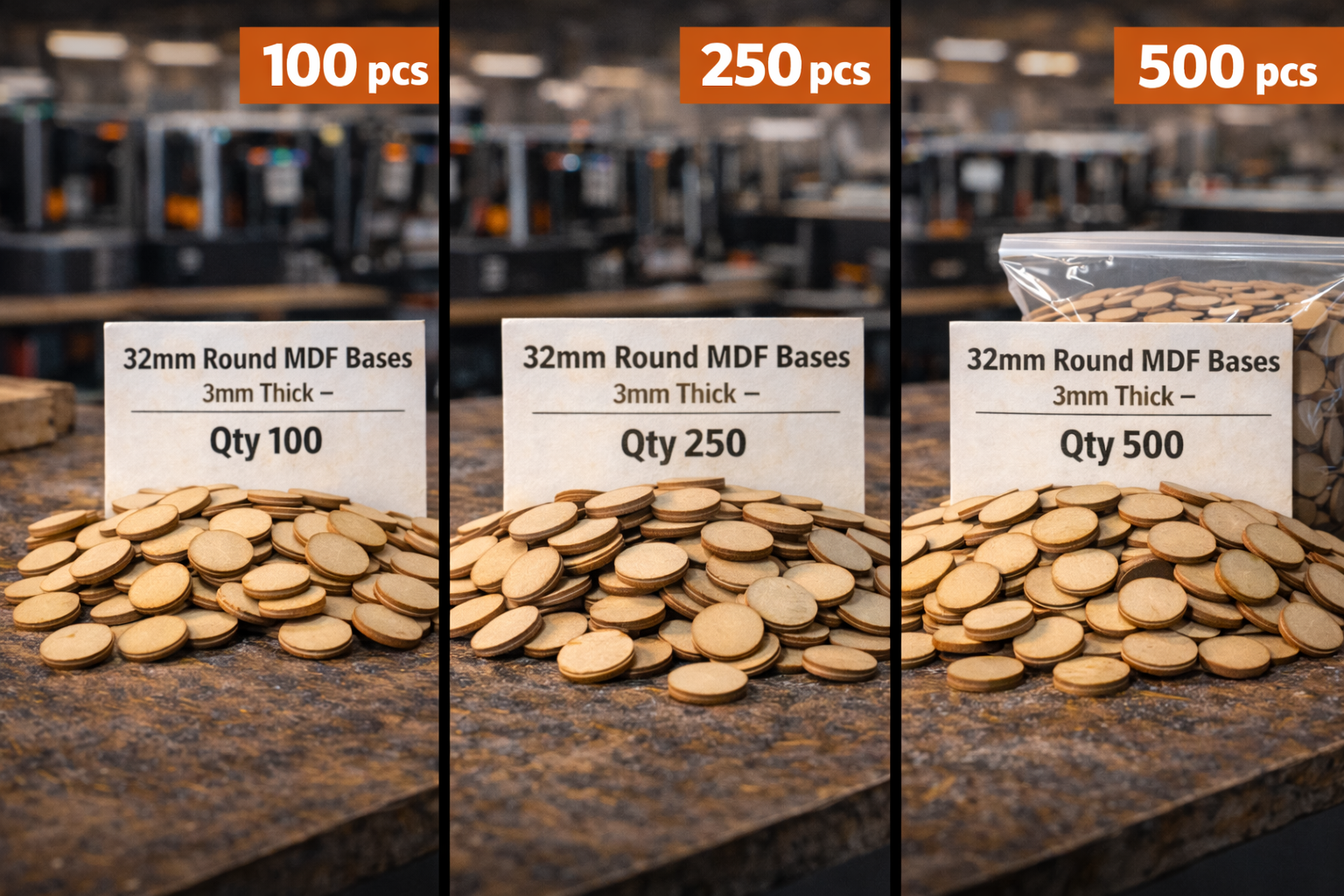 32mm Round Premium MDF Bases 3mm Thick Miniatures Tabletop Games UK