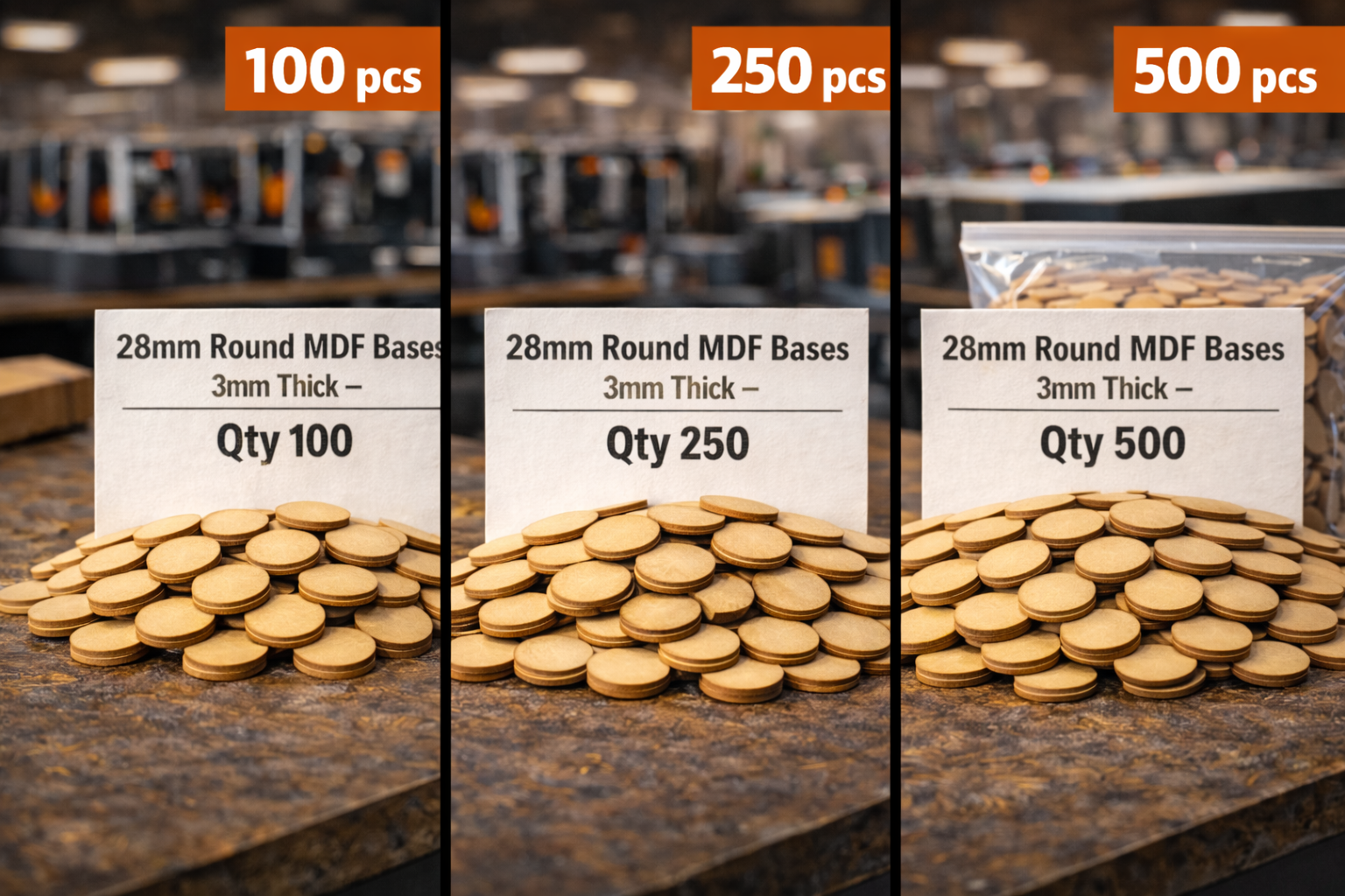 28mm Round Premium MDF Bases 3mm Thick Miniatures Tabletop Games UK