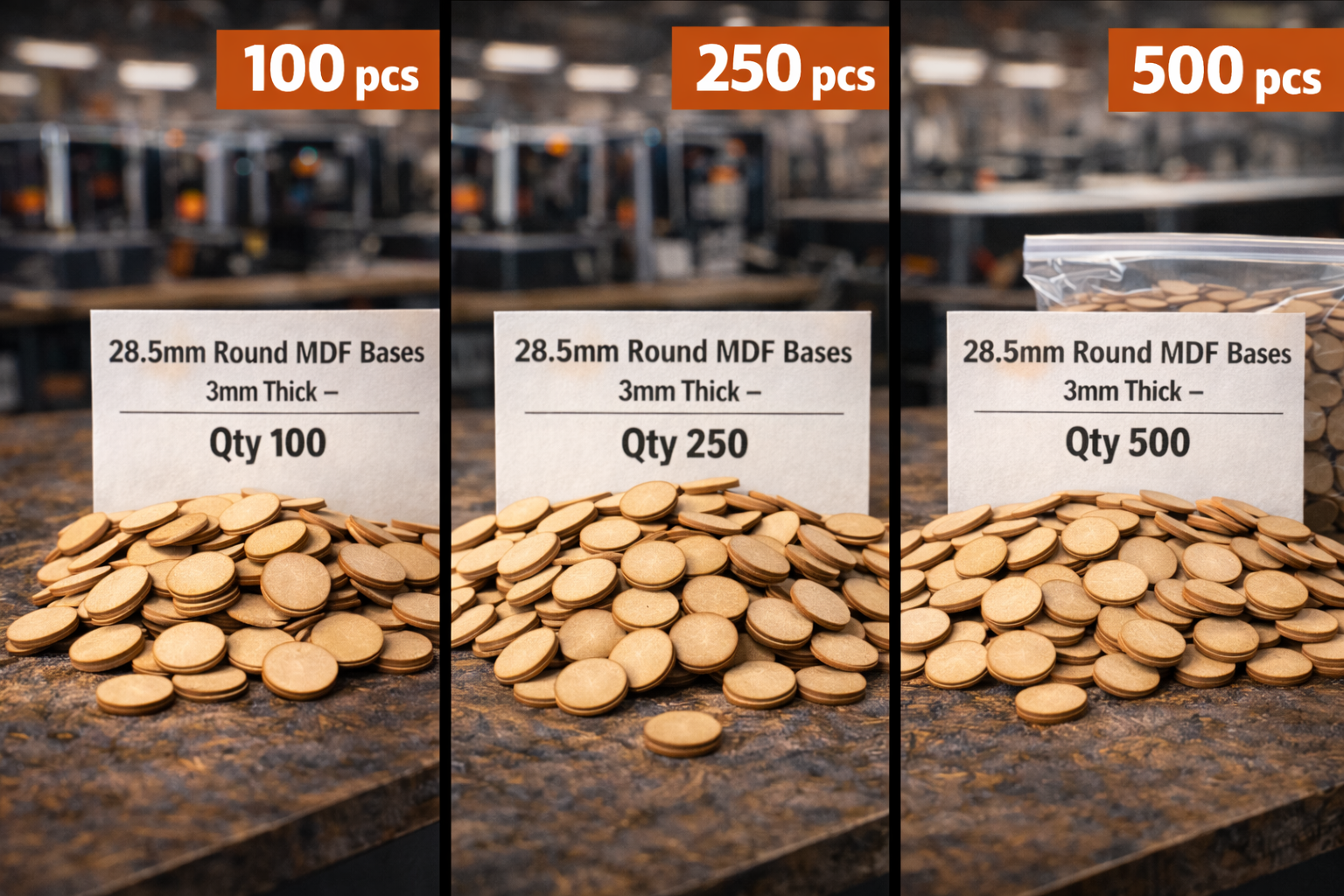 28.5mm Round Premium MDF Bases 3mm Thick Miniatures Tabletop Games UK