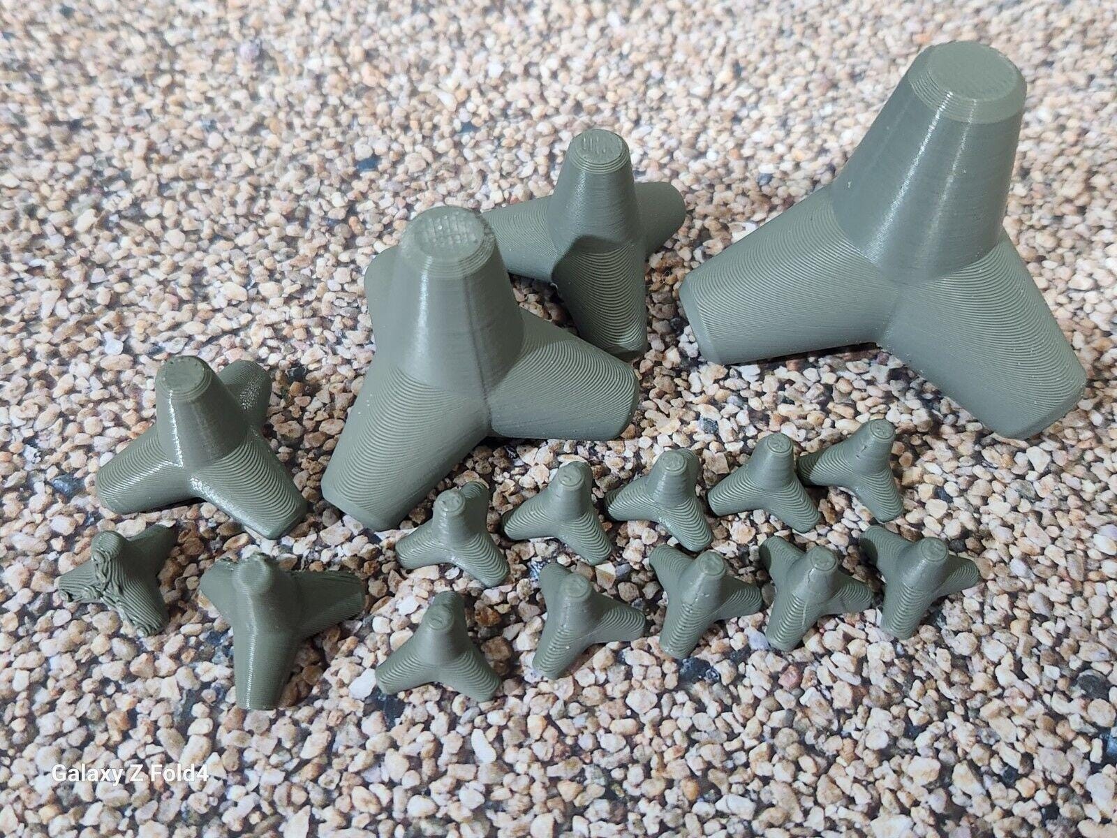 Pack of 10 Concrete Tetrapods N Gauge OO Gauge 6ft 8ft 10ft most scales sizes
