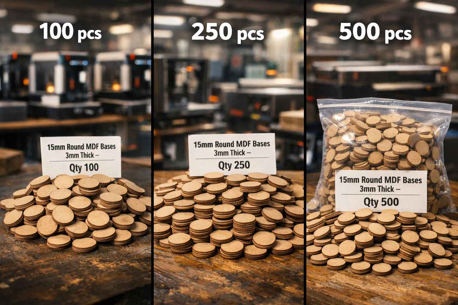 15mm Round Premium MDF Bases 3mm Thick Miniatures Tabletop Games UK