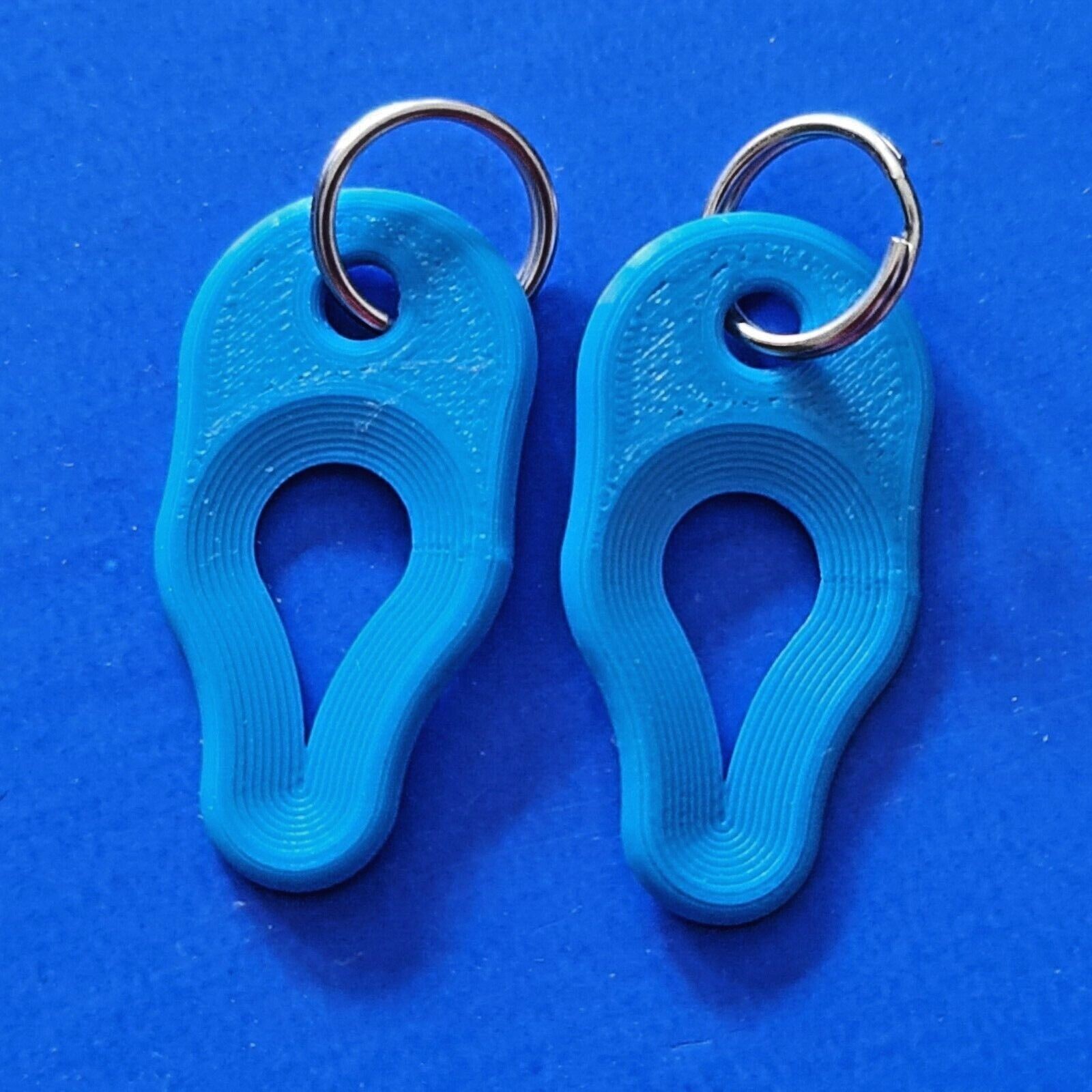2 x Key Ring Tick Removal Tools Blue PLA Plastic Biodegradable, dog cat horse