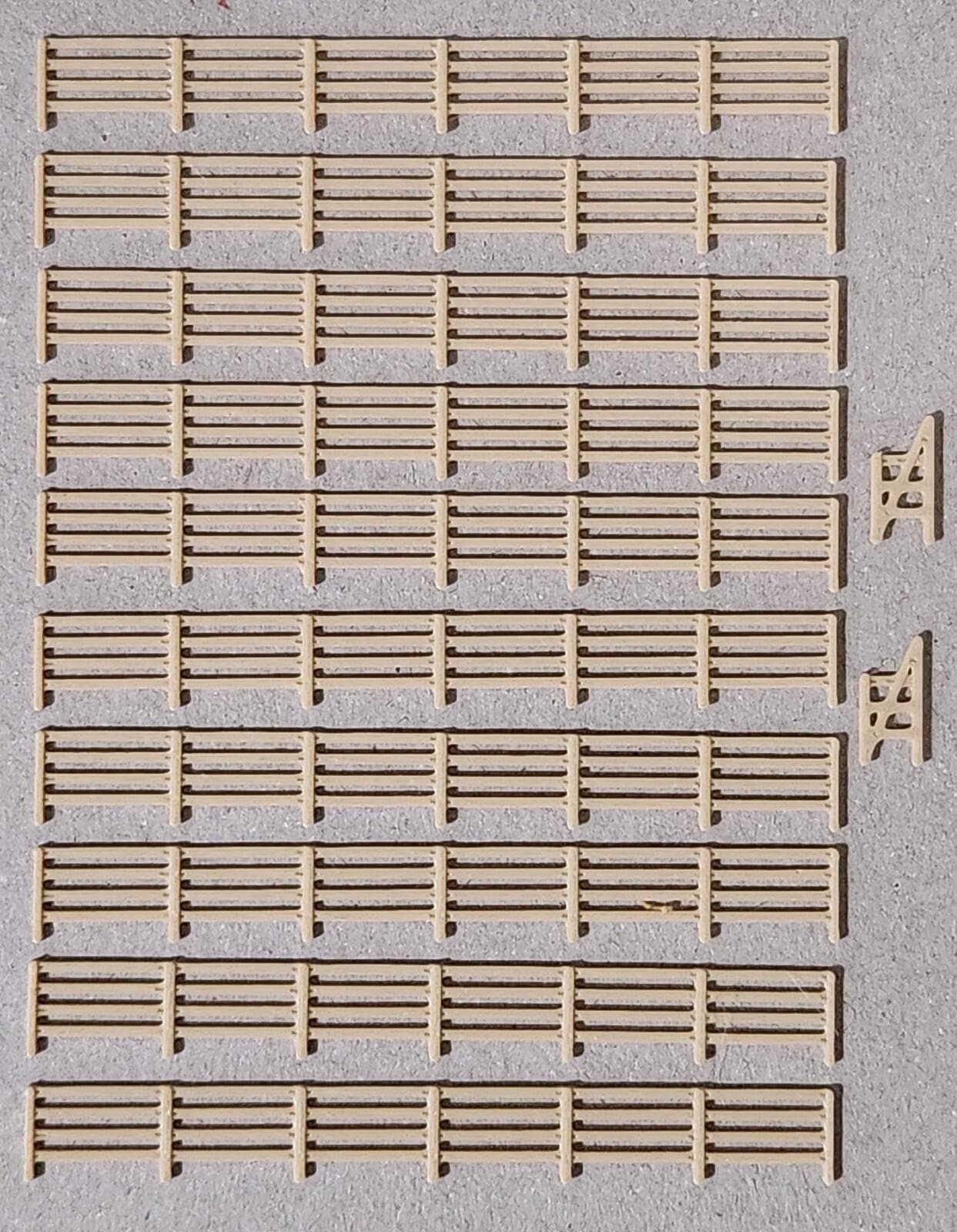 Fencing Railings Z Gauge New 10 Pack Wood 1:220 Scale Models Train Railway