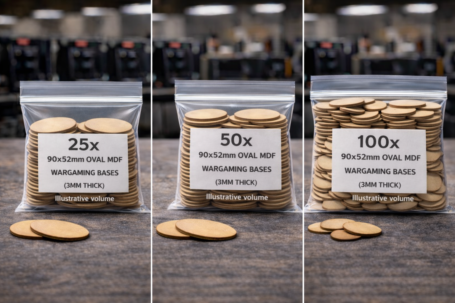 90x52mm Oval MDF Bases 3mm Thick Wargaming Miniatures Cavalry Tabletop UK