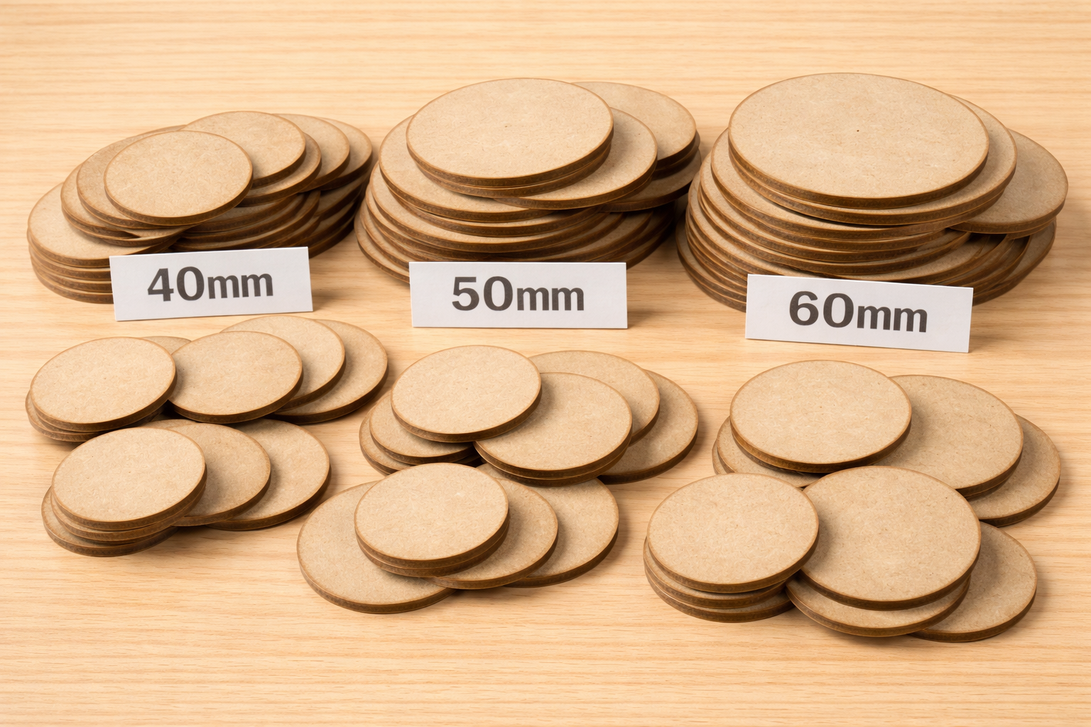 MDF Circles Craft Blanks 3mm thick  Laser Cut 40mm 50mm 60mm Bulk Packs