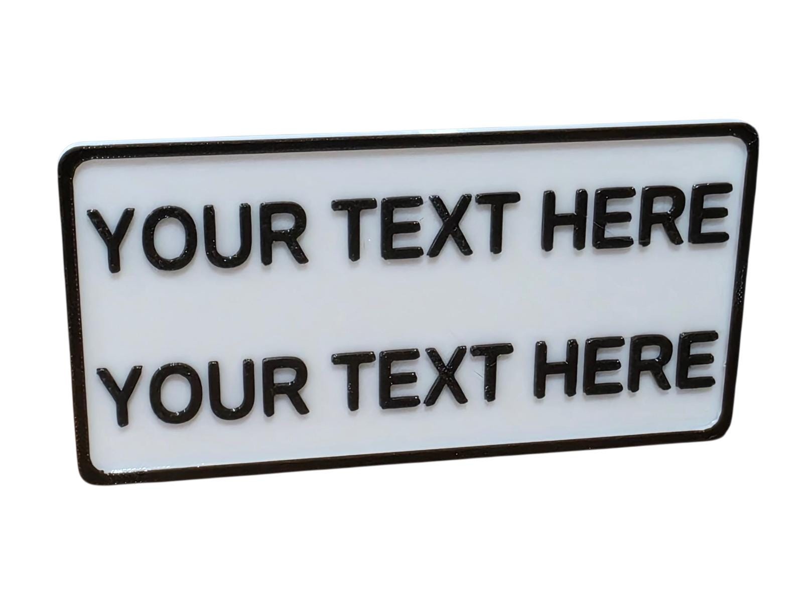 Custom 3d sign indoor outdoor petg adhesive waterproof plaque 2 line 150x75mm
