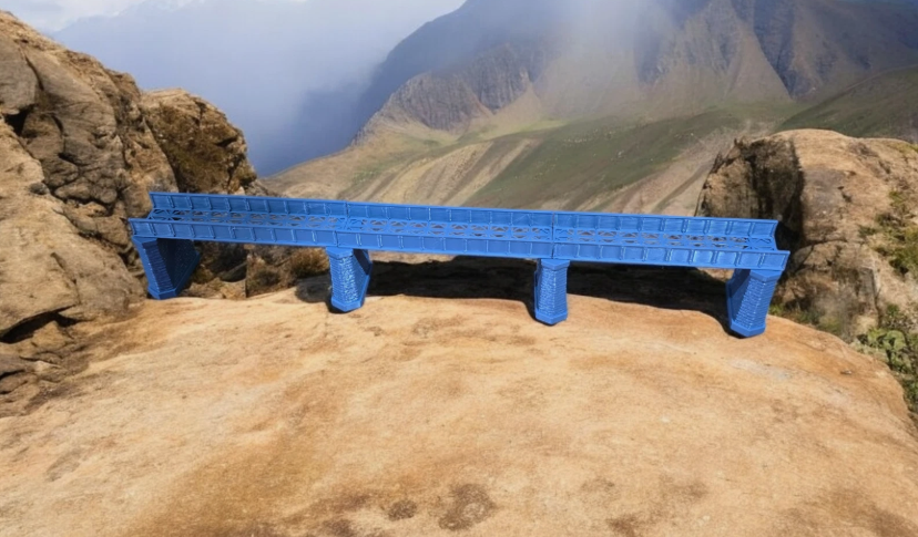 TT Gauge Single Track Iron Girder Bridge 550mm Model Railway Layout 1:120 Scale