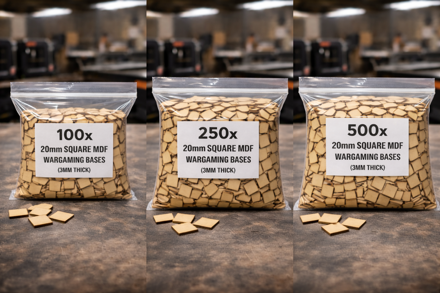 20mm Square MDF Bases 3mm Thick Wargaming Miniatures Tabletop Games UK