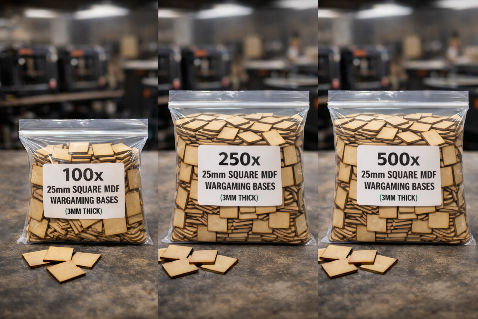 25mm Square MDF Bases 3mm Thick Wargaming Miniatures Tabletop Games UK
