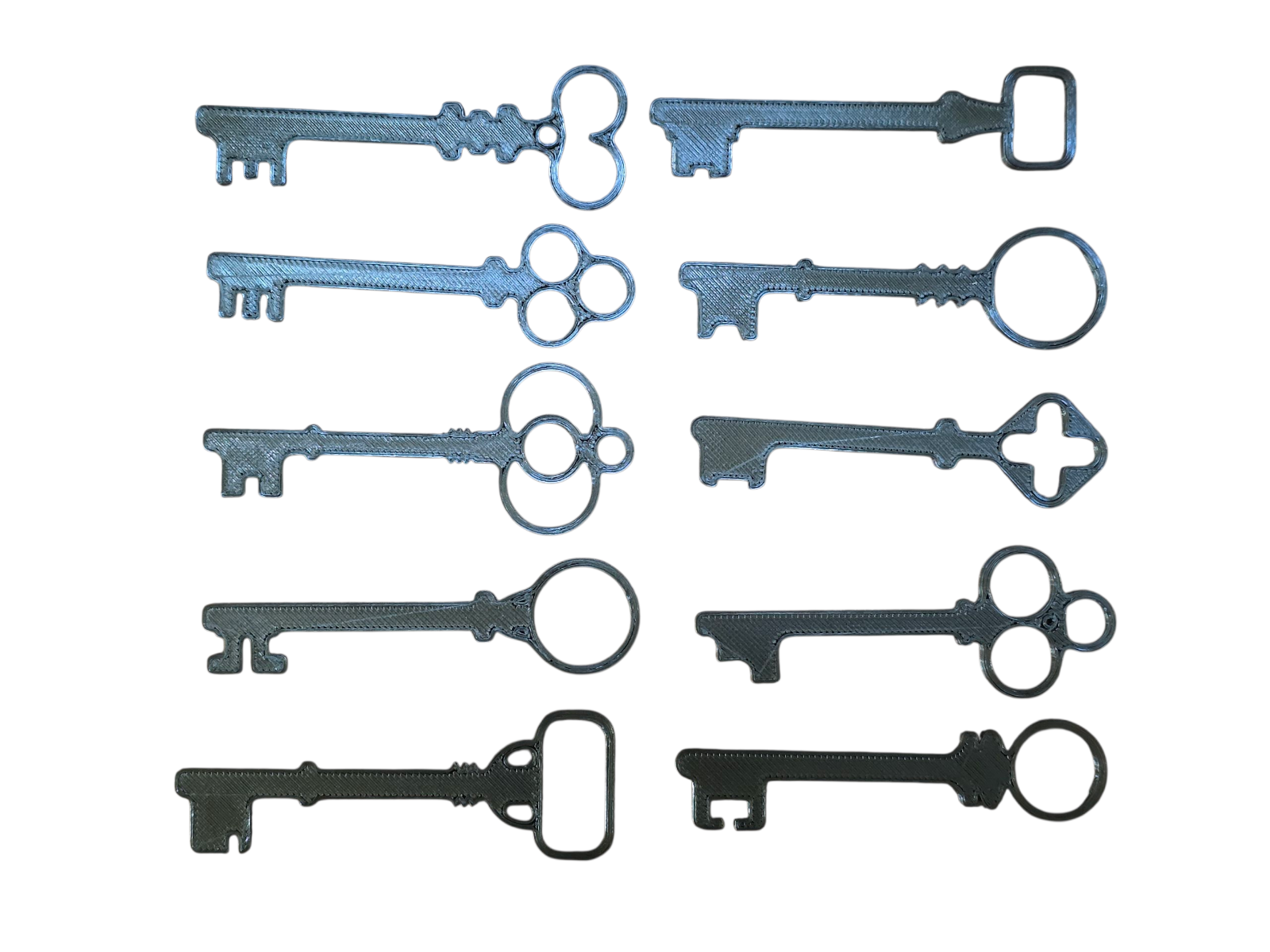 Mini Skeleton Keys 3D Set of 10 Antique Bronze PLA | Scrapbooking & Card Making