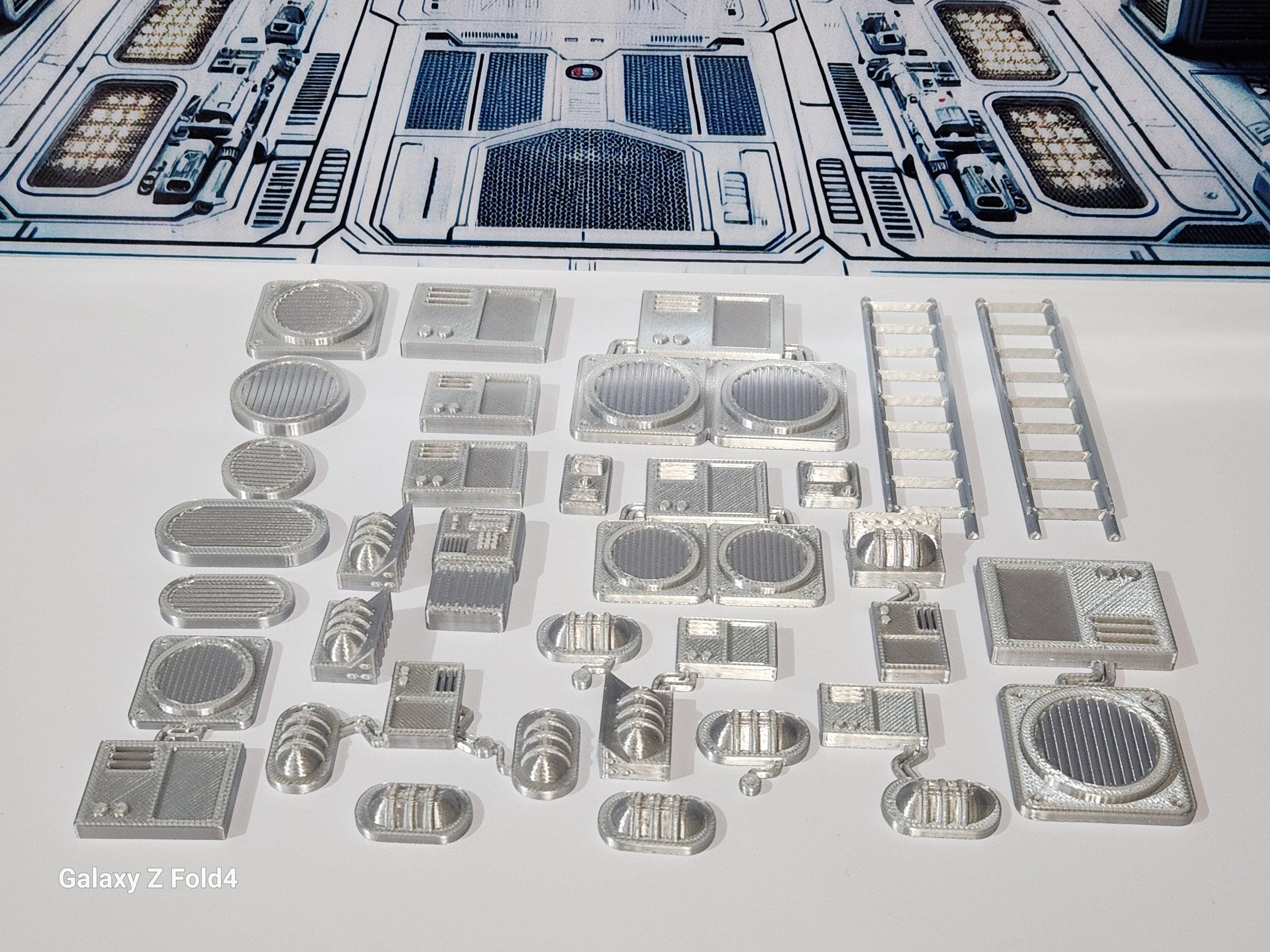 28mm Sci-Fi Greebles Kitbash Set 27 pcs Cyberpunk Control Panels Switches Lights