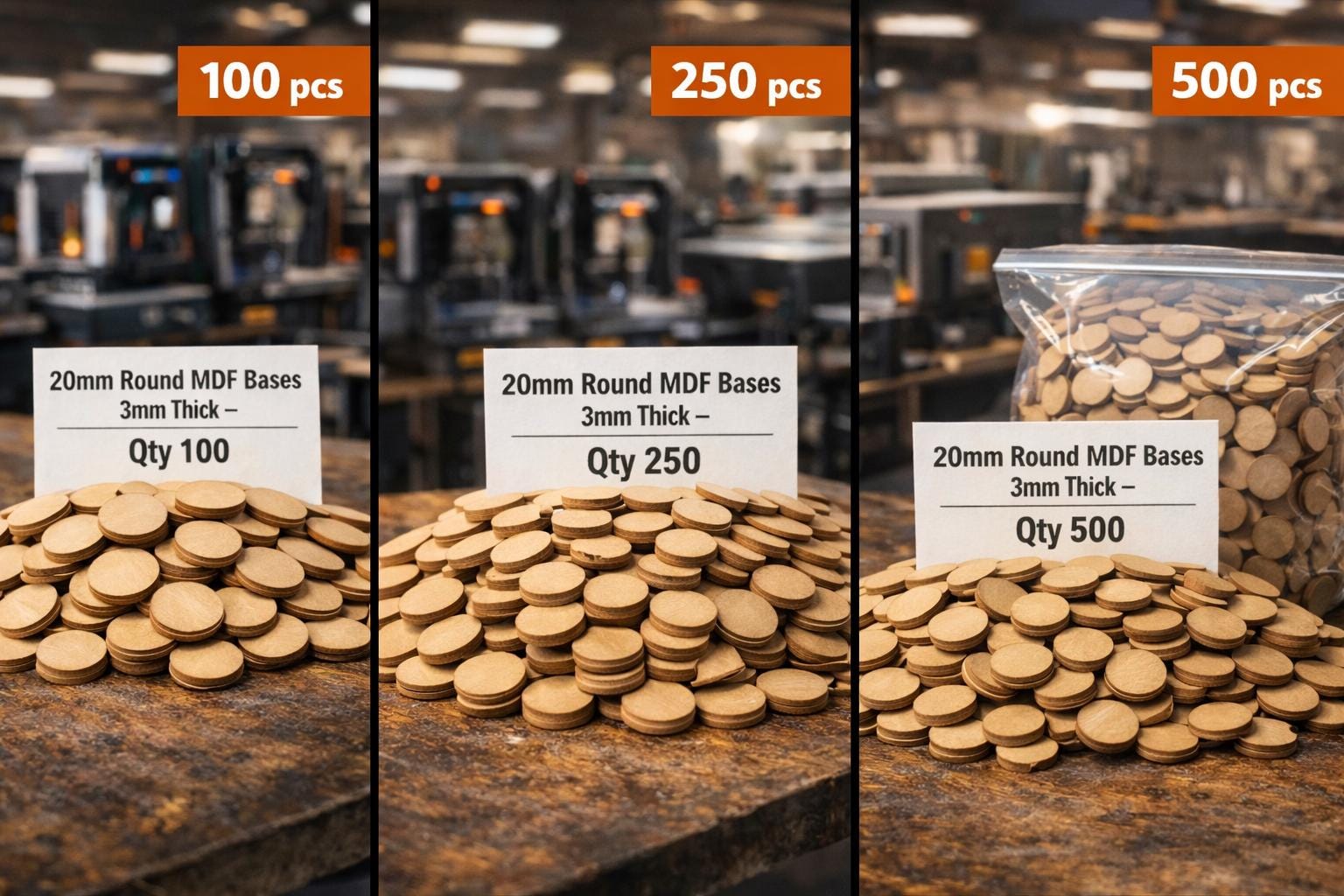 20mm Round Premium MDF Bases 3mm Thick Miniatures Tabletop Games UK