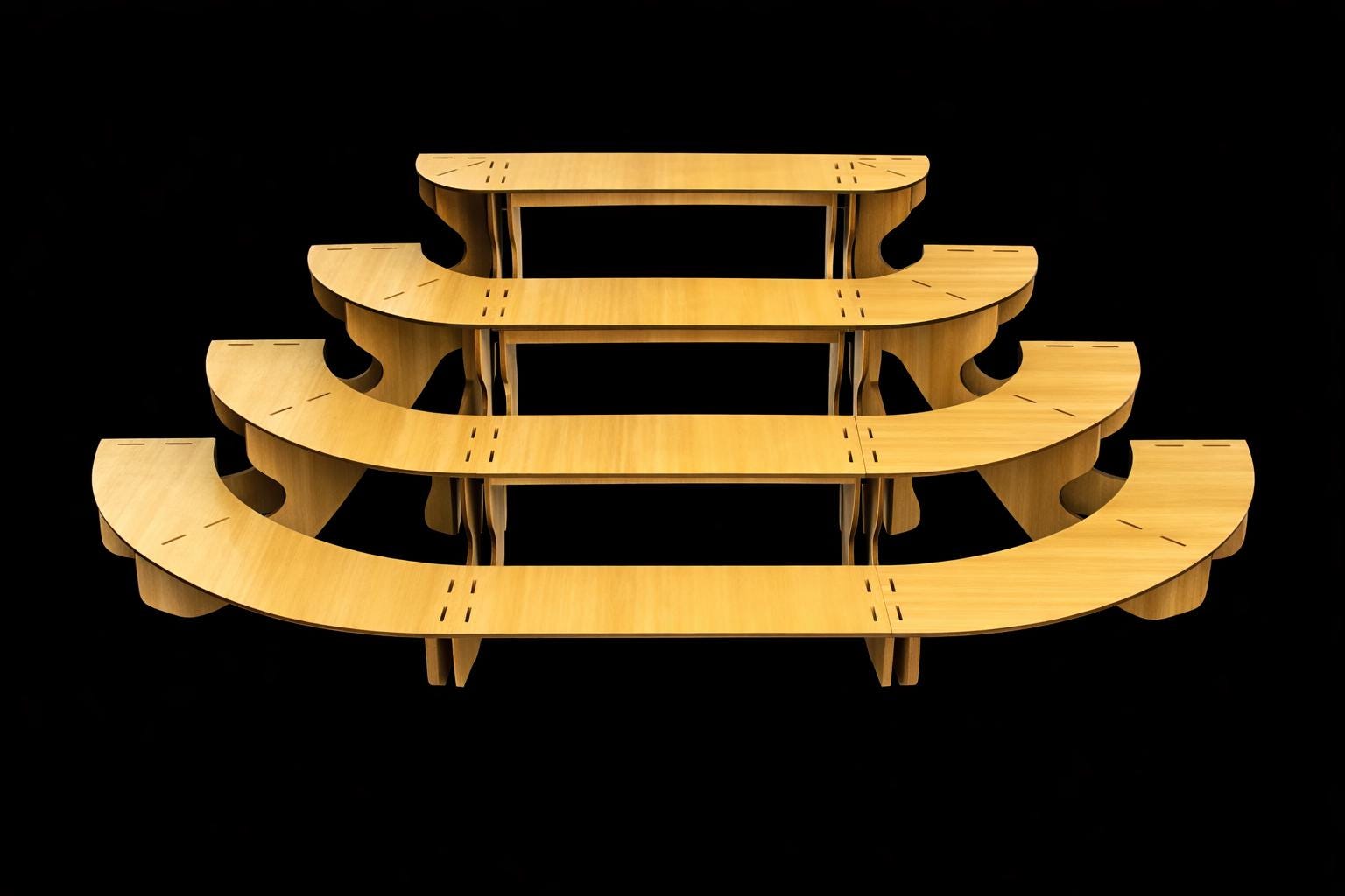 Display Stand 4 Tier MDF Modular Straight & Curved Sets Flat Pack