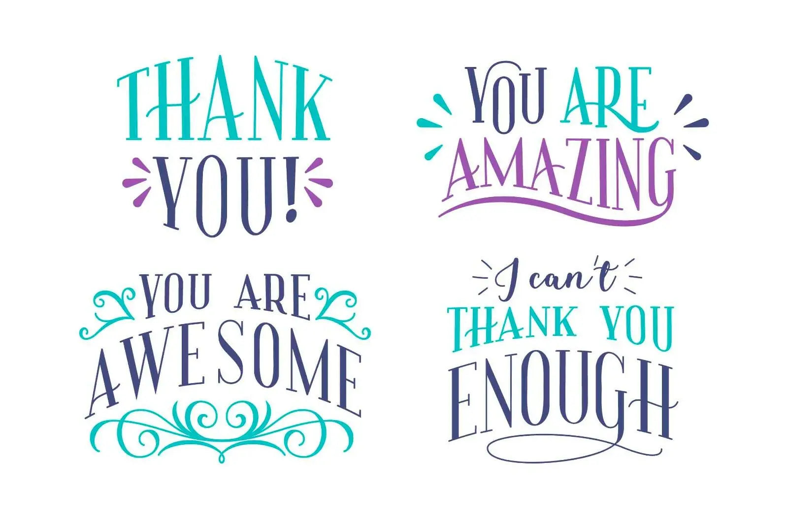 Thank You Sentiment Labels, 4 Designs to choose from, Awesome, Amazing, Thanks