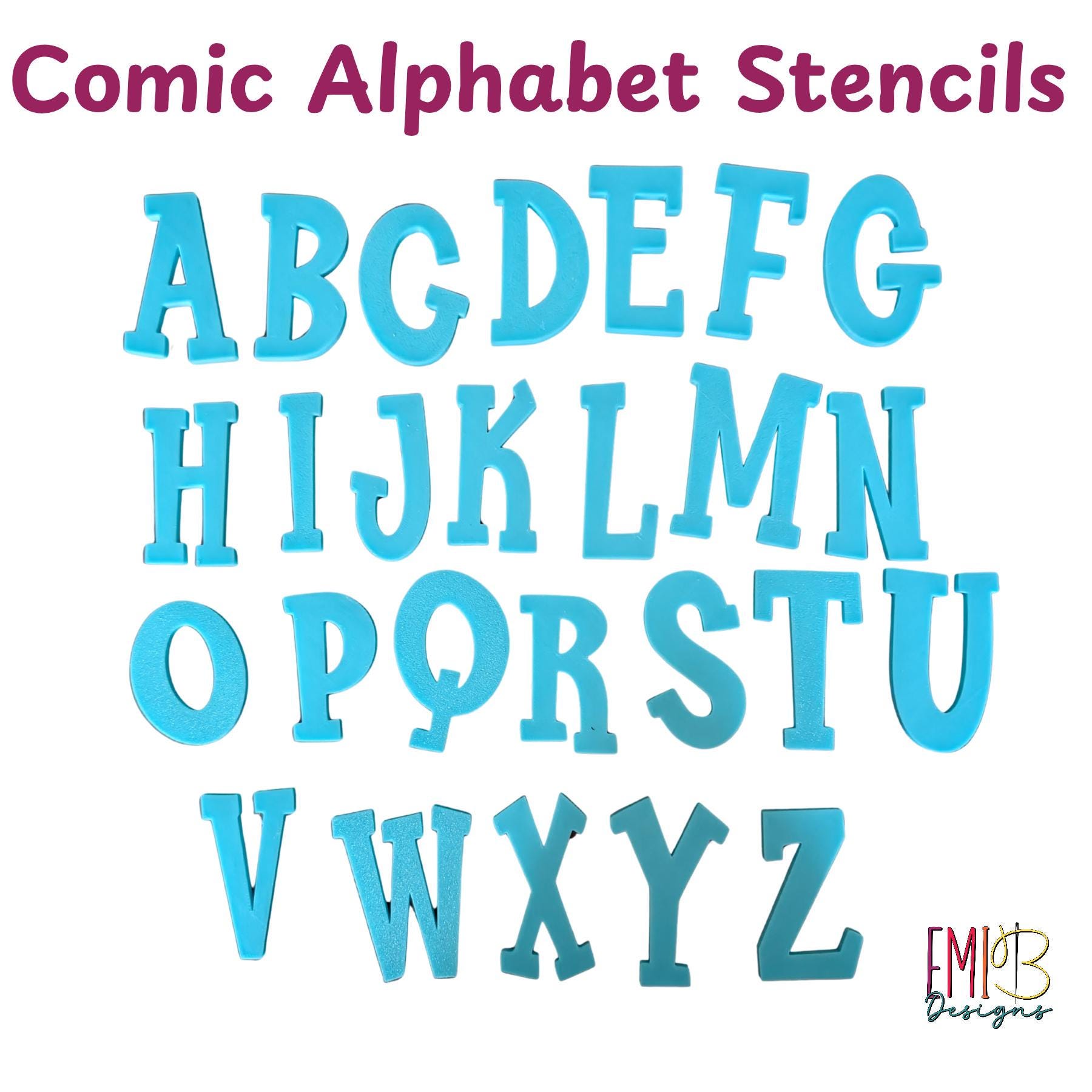 Comic style A to Z Letter Templates Letter Stencils for Sewing and Crafts Applique Letters Personalise your Sewing