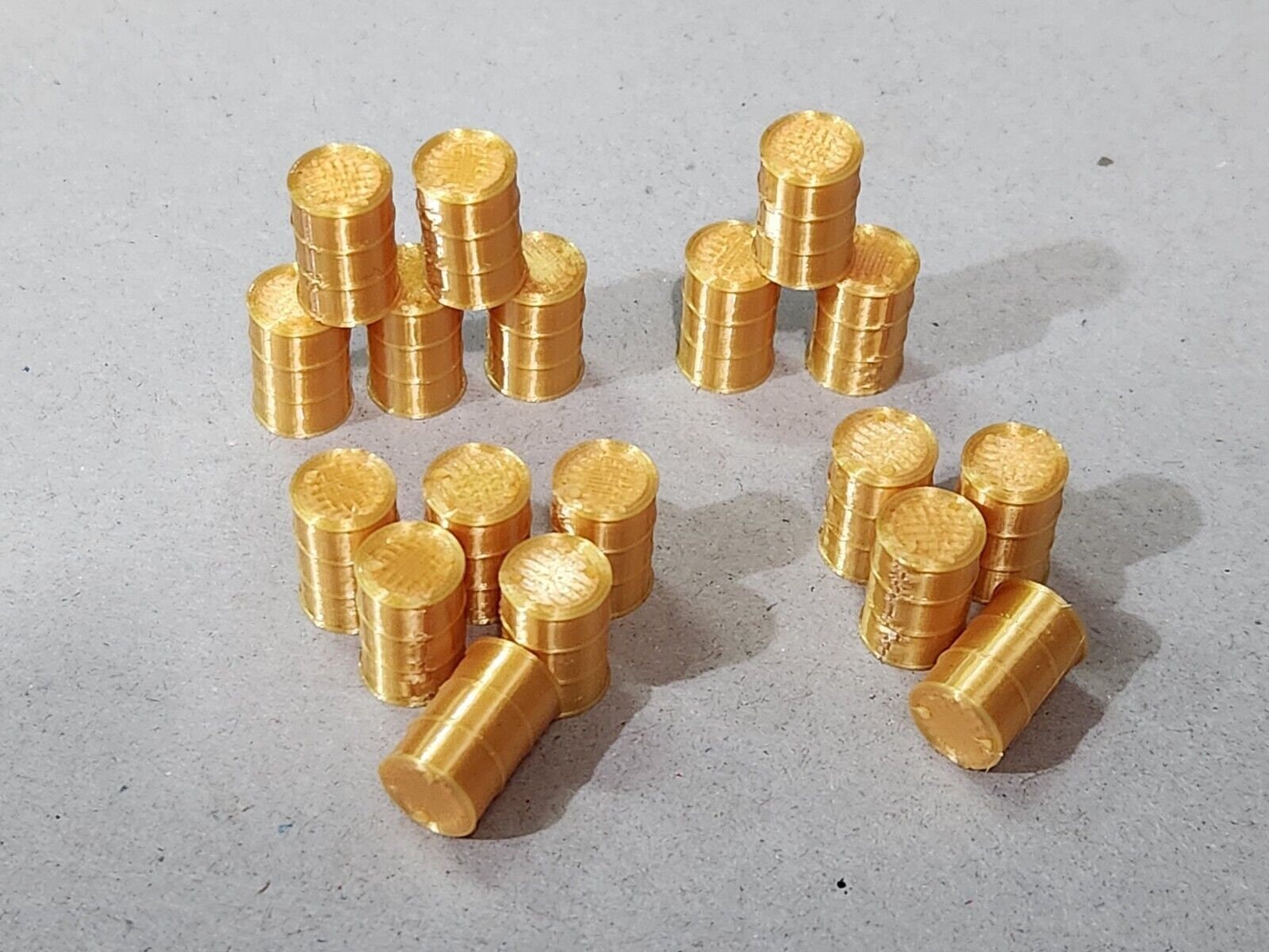 Gold Oil Drums Barrels 28mm Scale (Oversize) - War gaming Gaming (Pack of 18)