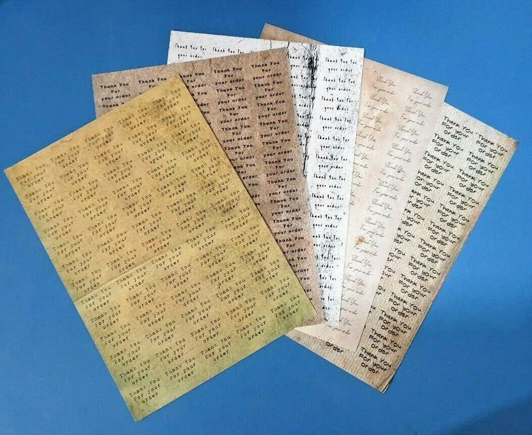 325 x Thank You for Your Order Labels Vintage Papers Matte Labels Stickers