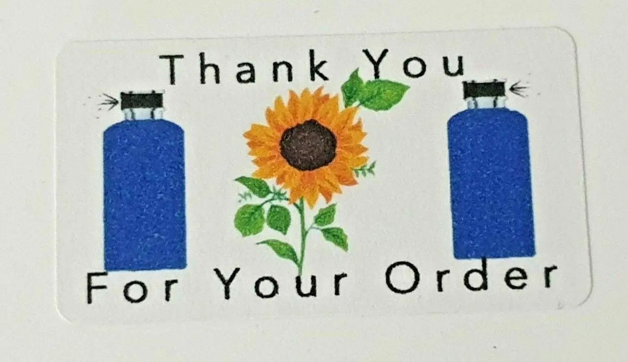 325 x Thank You for Your Order Labels Spray Bottle & Sunflower, Avon, Bodyshop