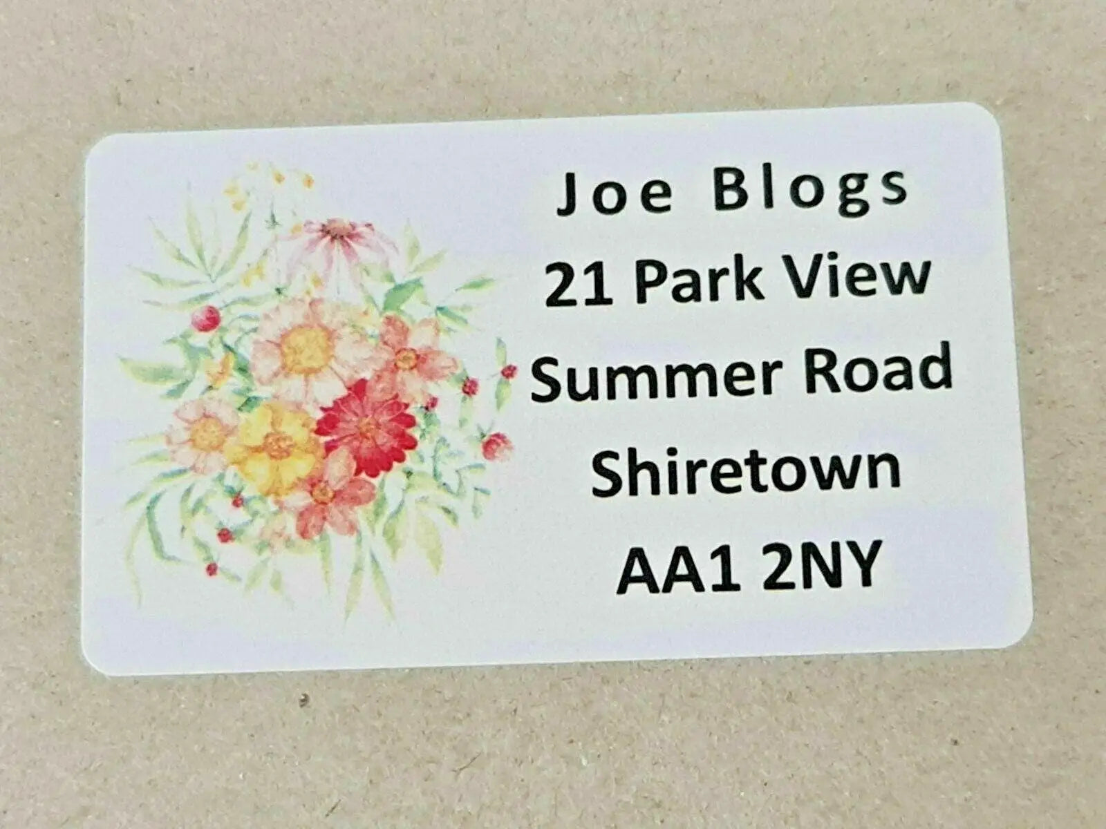 84 x Summer Flower Floral Bouquet Personalised Name & Address Labels Stickers