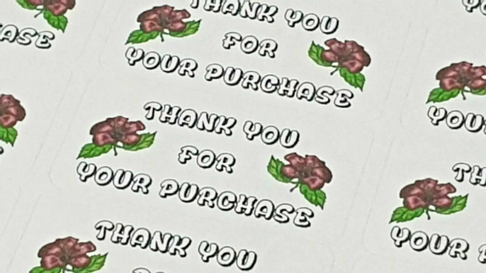 325 x Thank You for Your Purchase Labels Hibiscus Sticky White Matte Labels