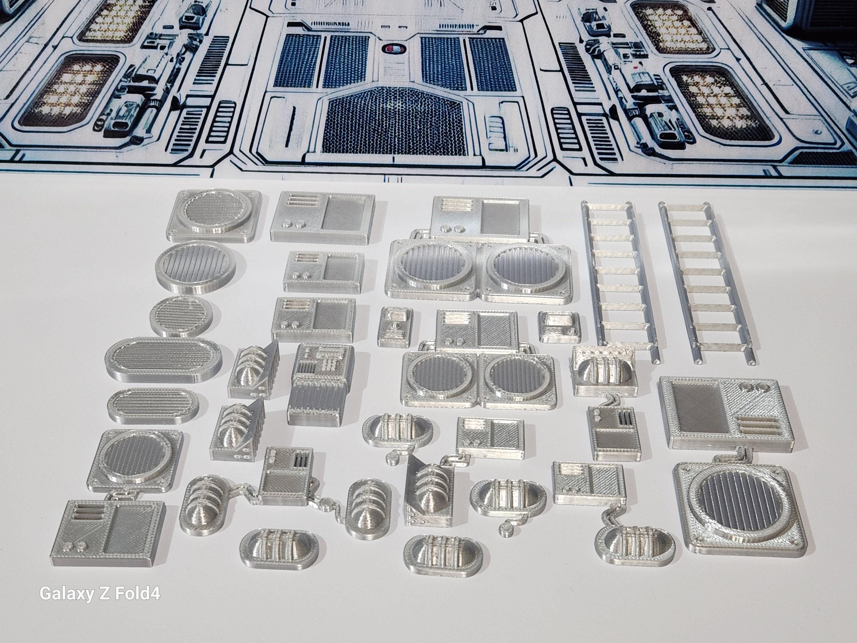 1:12 scale Sci-Fi Greebles Kitbash Set 27 pcs Cyberpunk Control Panels Switches Lights