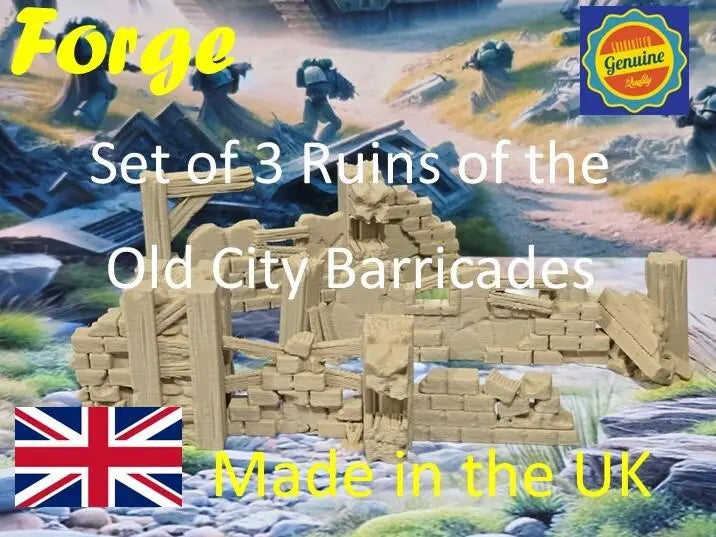 Set of 3 ruins of the old city barricades war gaming wargames compatible scenery