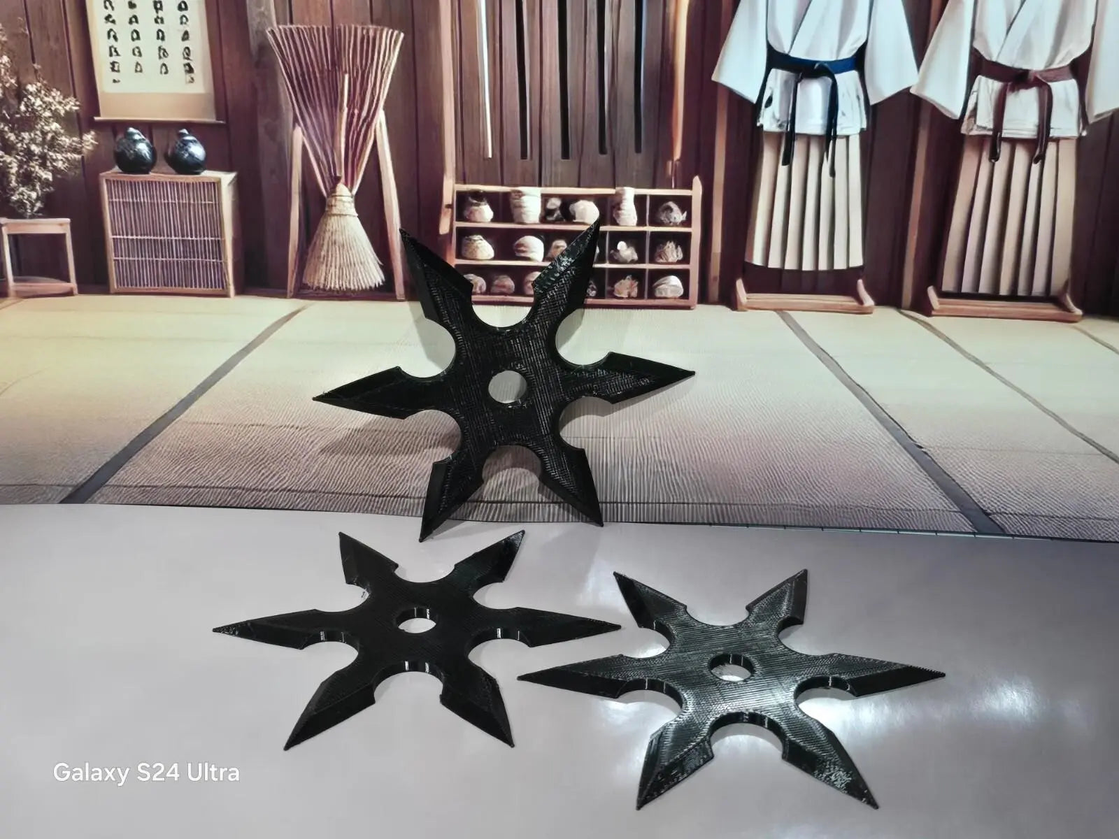 Martial arts training ninja throwing stars set of 3 rubber theatre props cosplay
